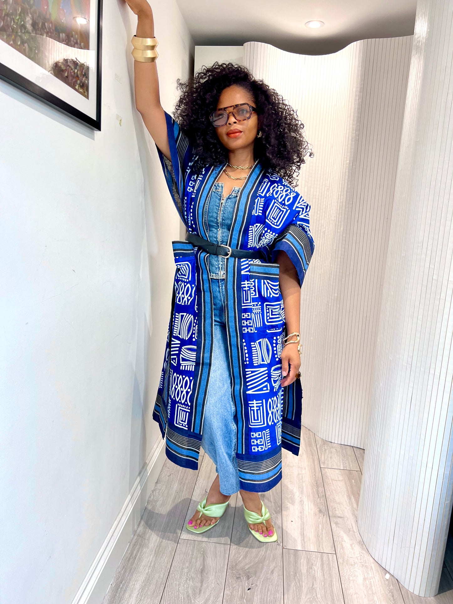 Royal blue tribal and Asooke kimono