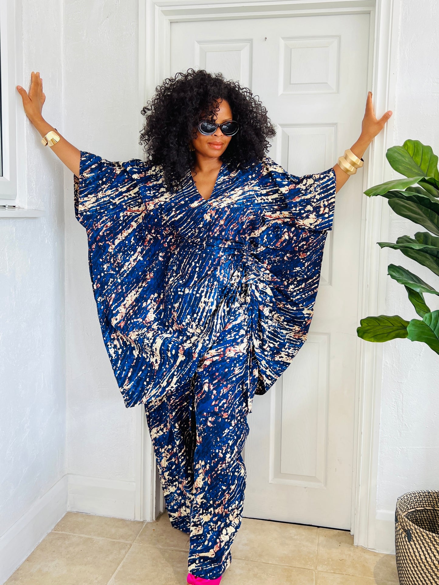 Blue 2 piece kaftan and trousers set- INTRODUCTORY PRICE