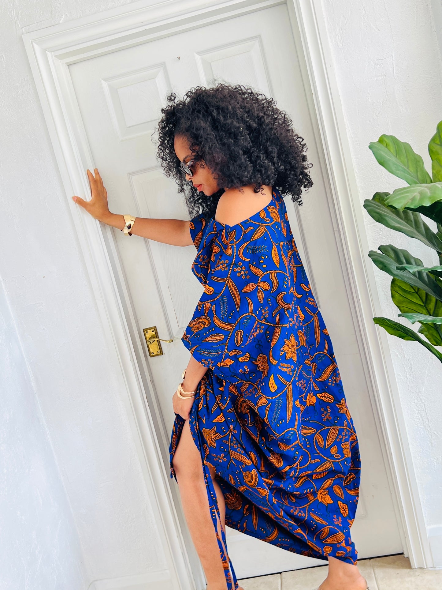 Blue and orange bubu dress
