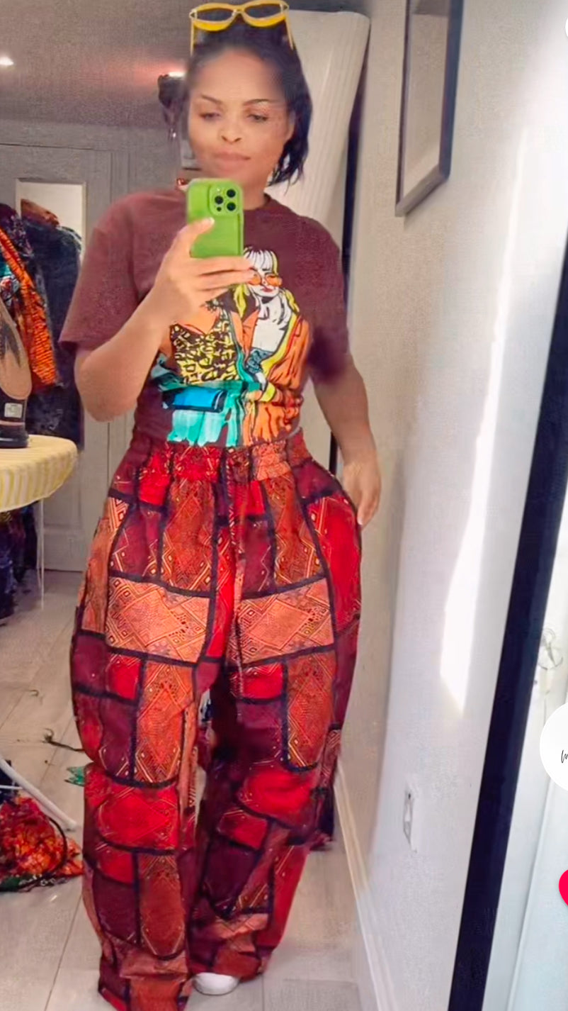 Full length baggy trousers burnt orange - One size up to UK size 16