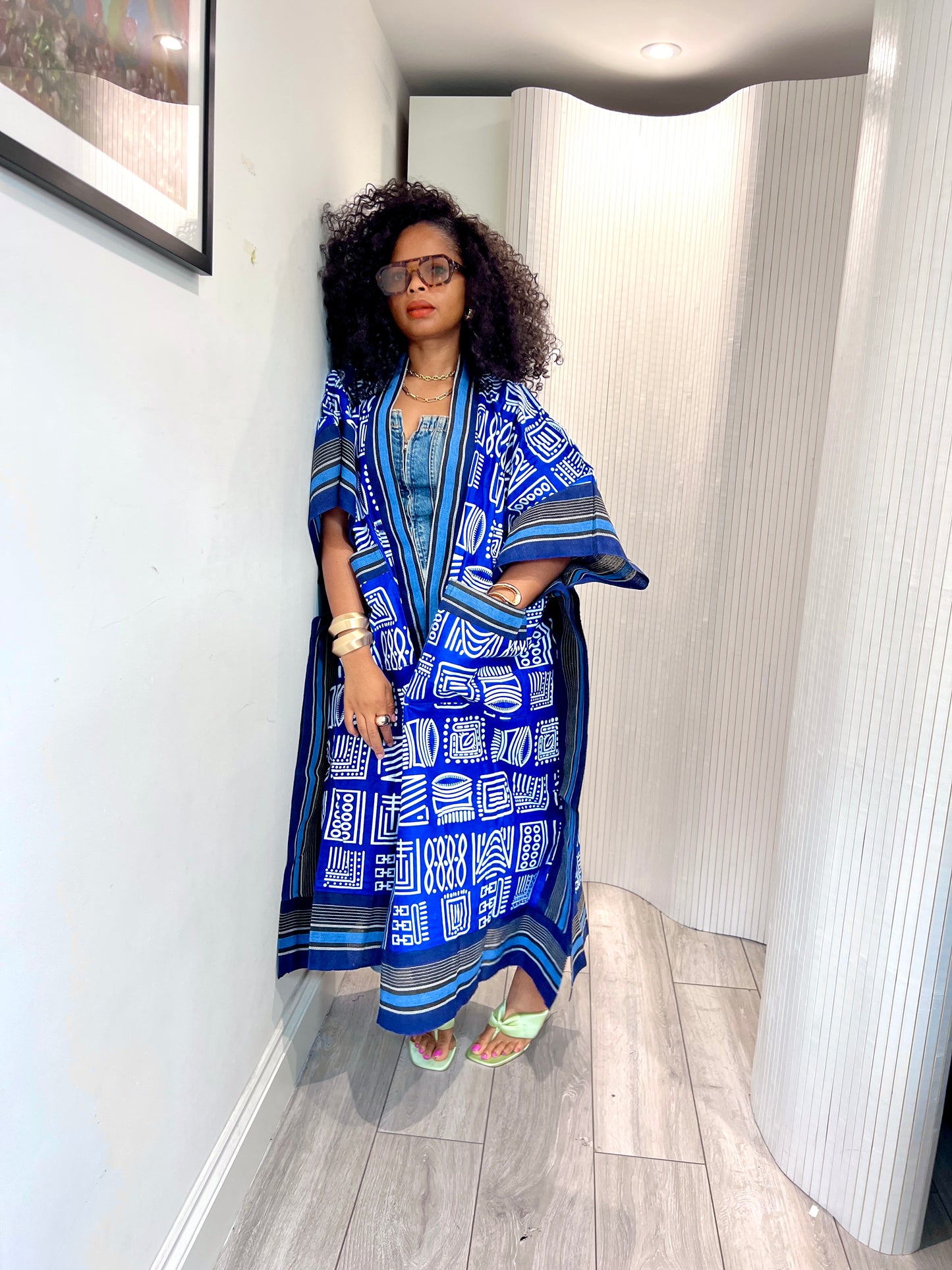 Royal blue tribal and Asooke kimono