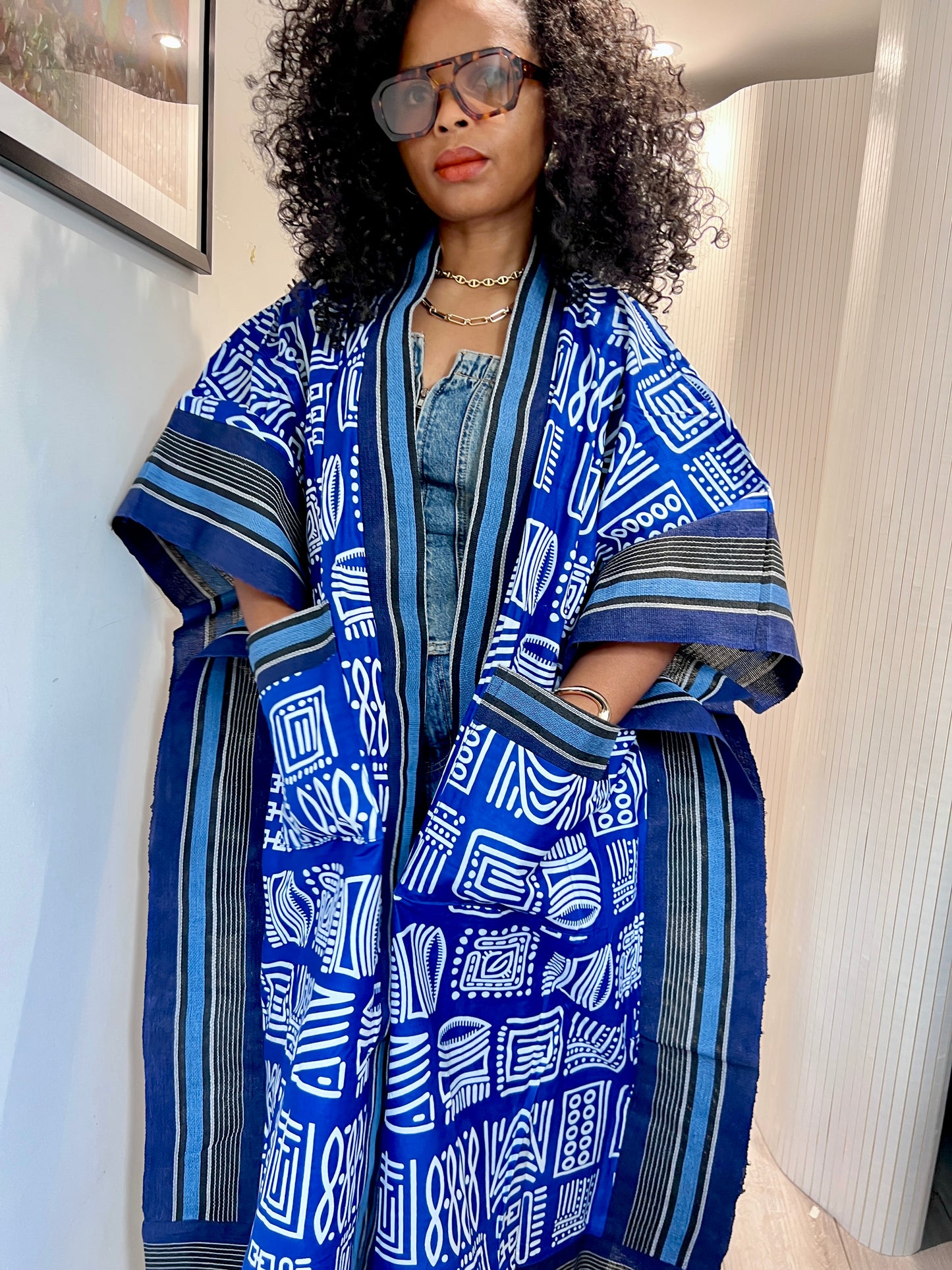 Royal blue tribal and Asooke kimono