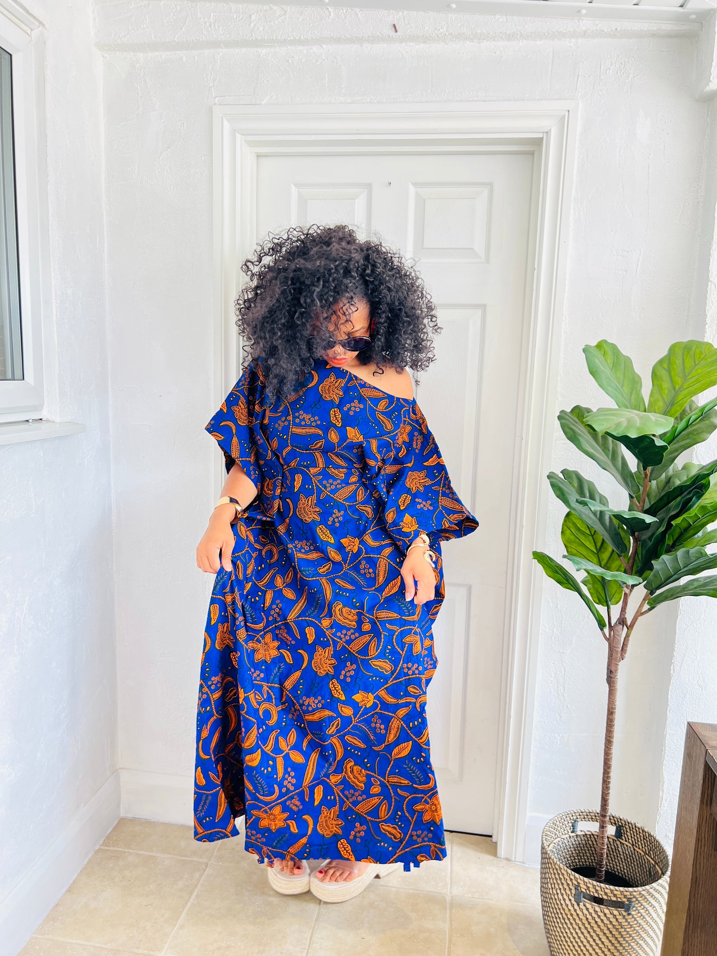 Blue and orange bubu dress