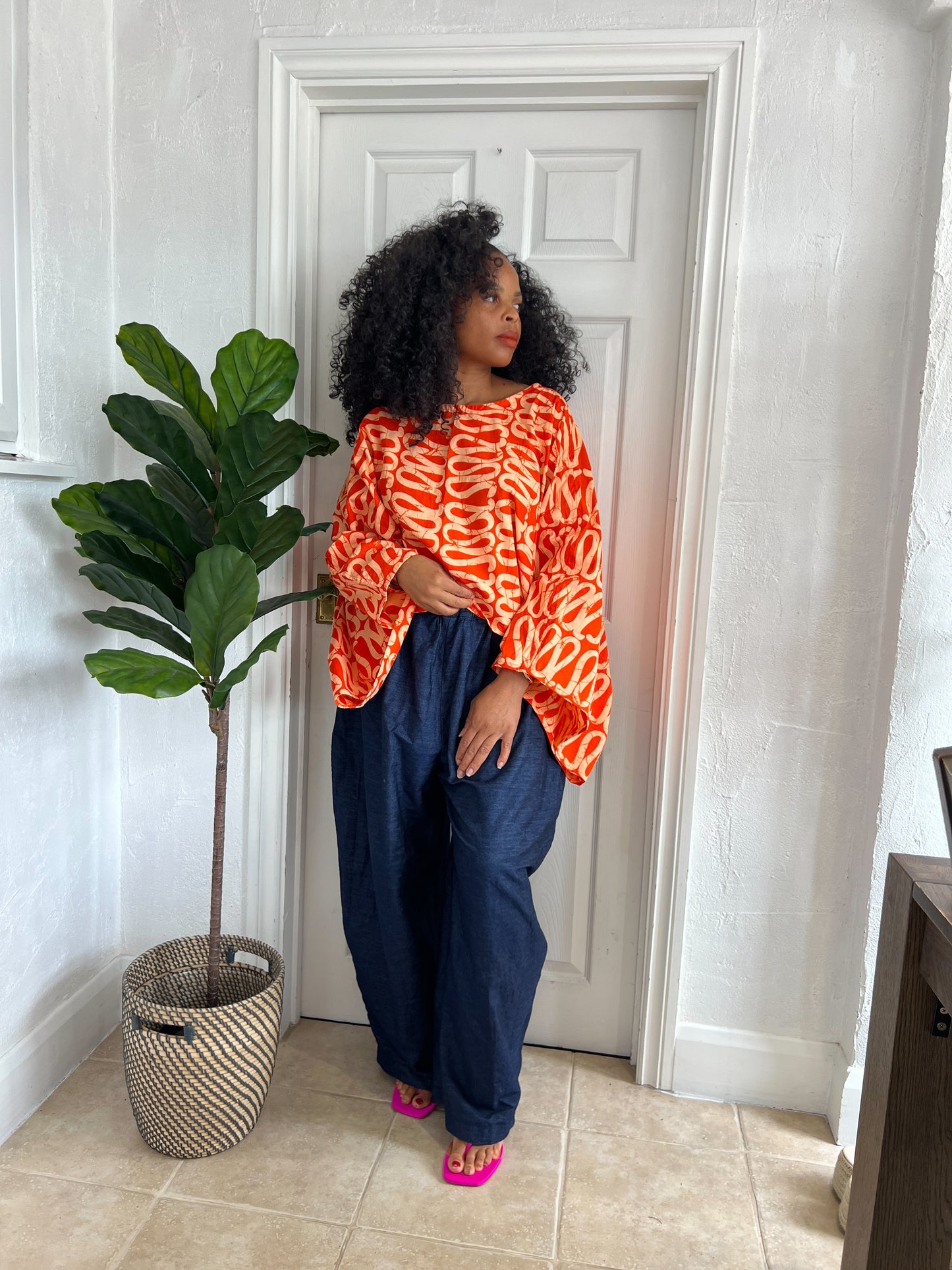 Kimono style free top in orange