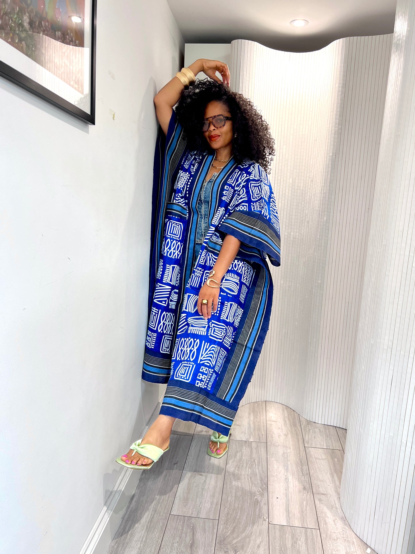 Royal blue tribal and Asooke kimono