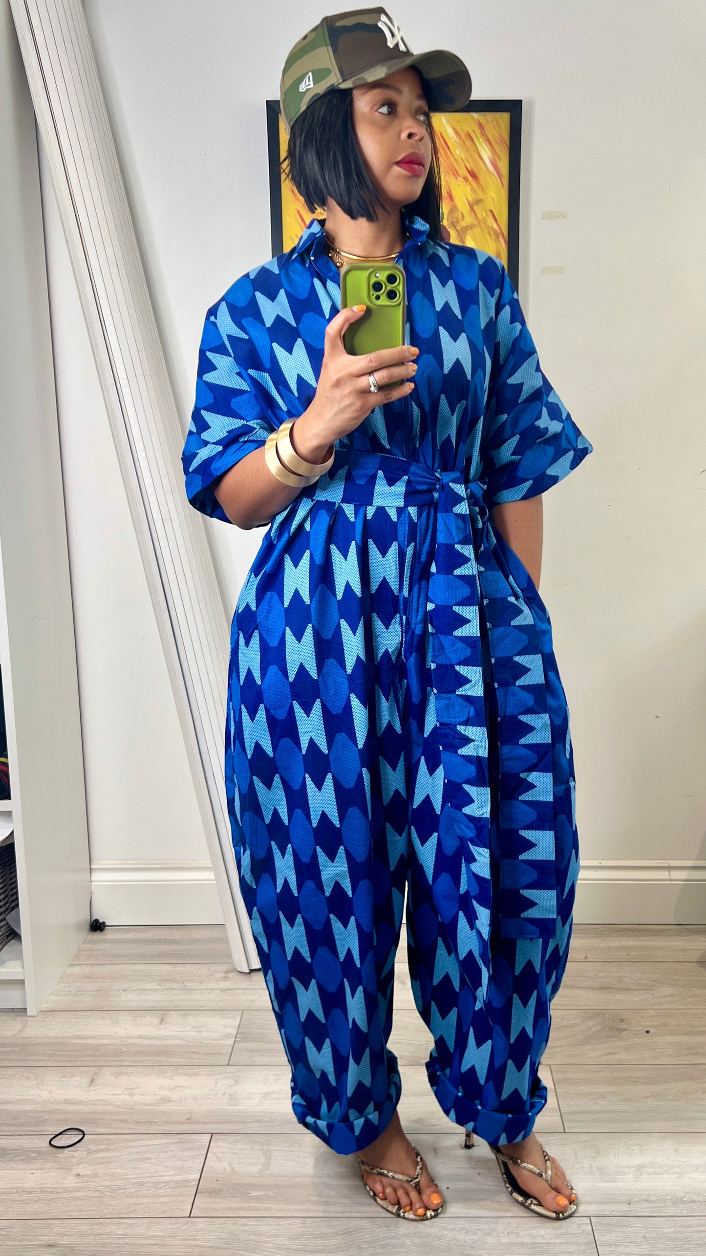 Blue kente inspired jumpsuit. One size 1 UK8-14