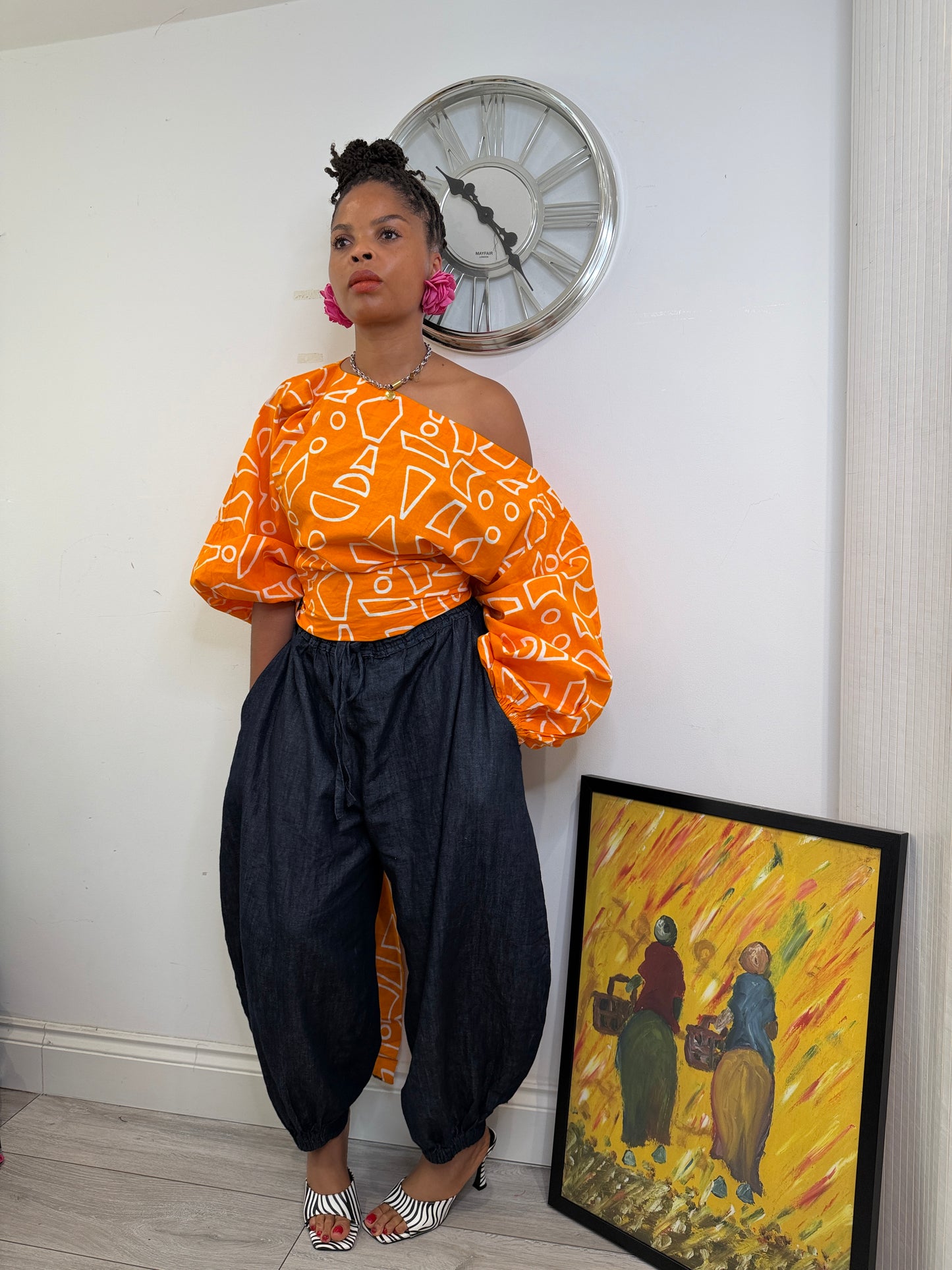 Orange Baloon wrap top one size UK 8-14/16