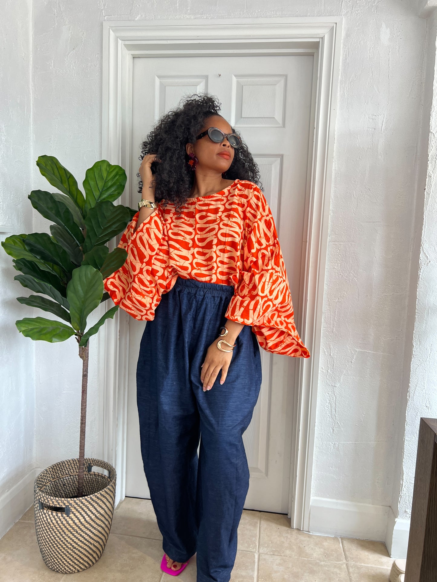 Kimono style free top in orange
