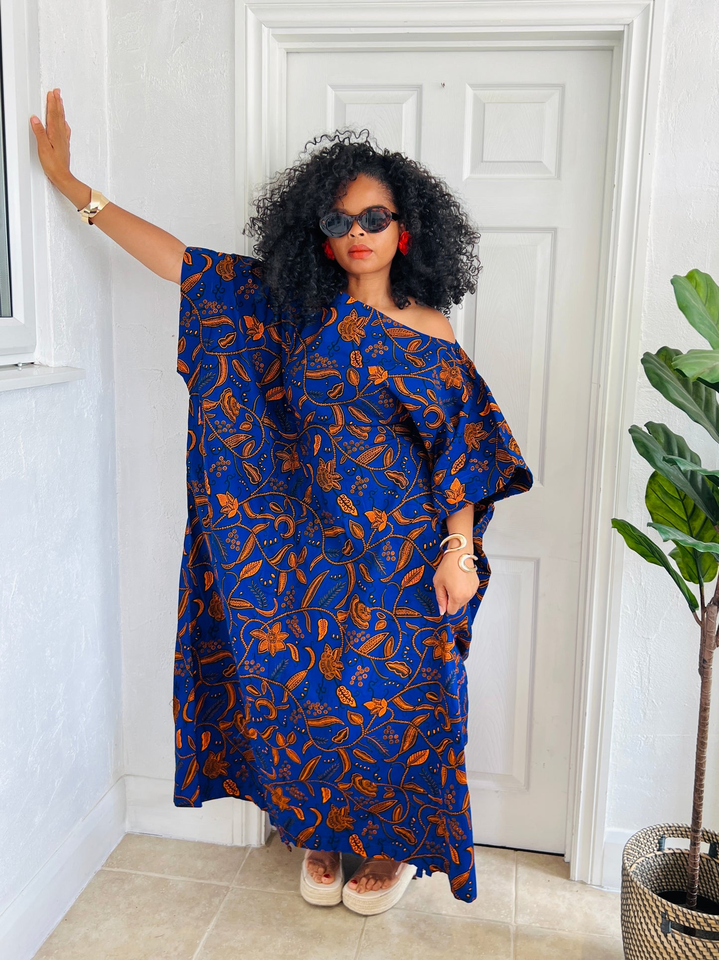 Blue and orange bubu dress