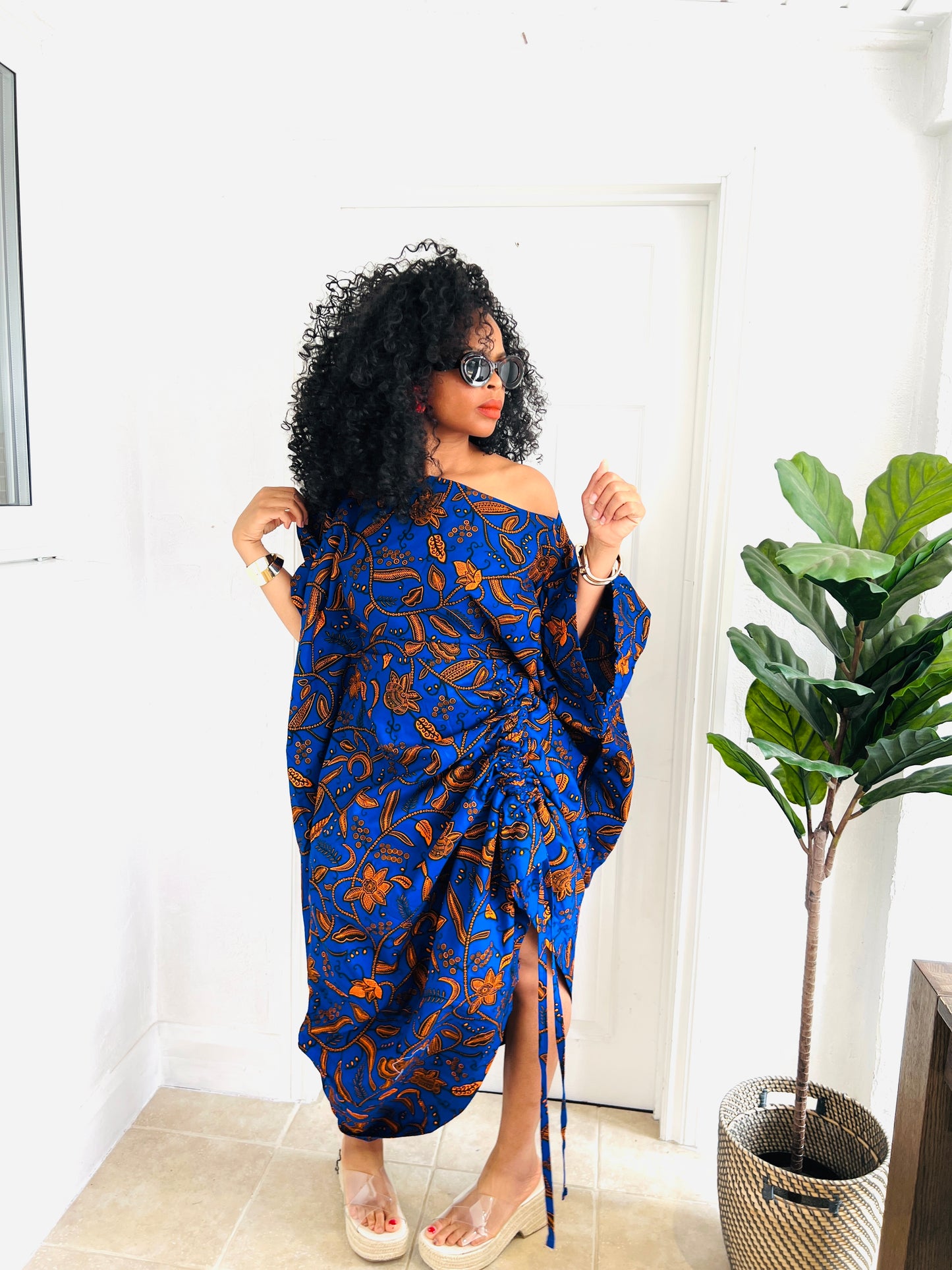 Blue and orange bubu dress