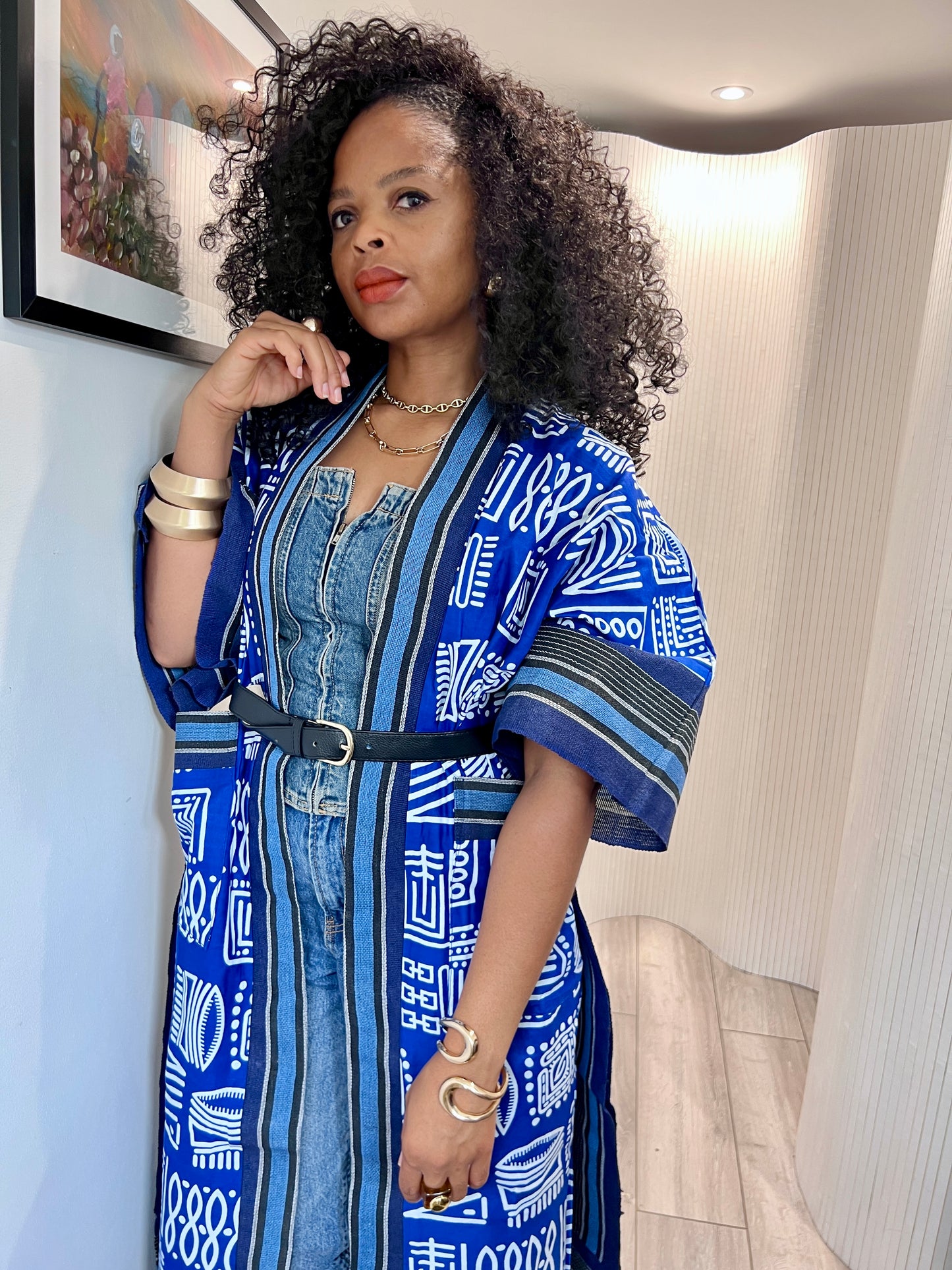 Royal blue tribal and Asooke kimono