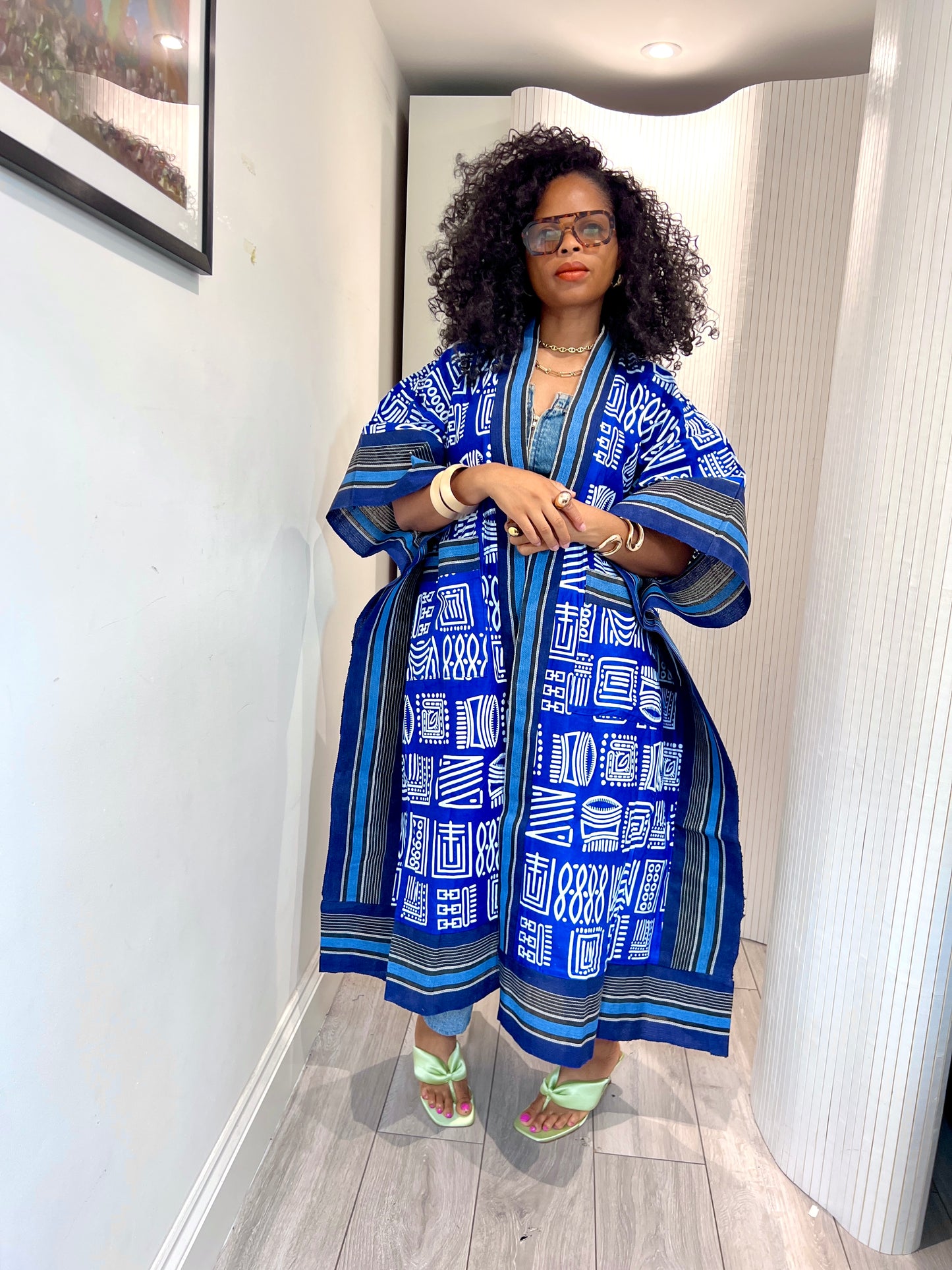 Royal blue tribal and Asooke kimono