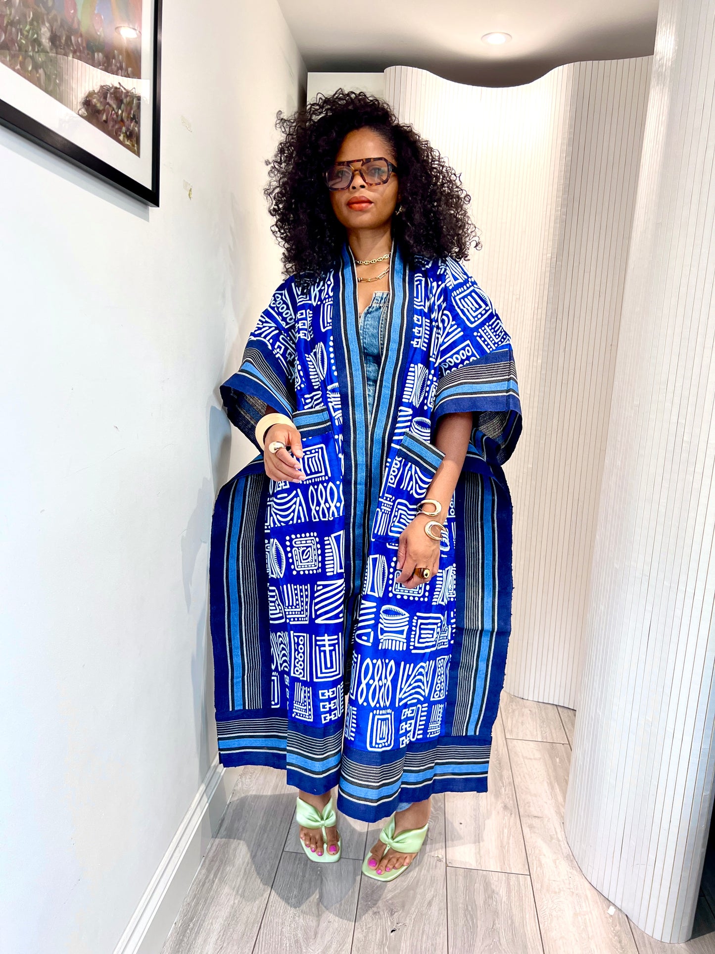 Royal blue tribal and Asooke kimono