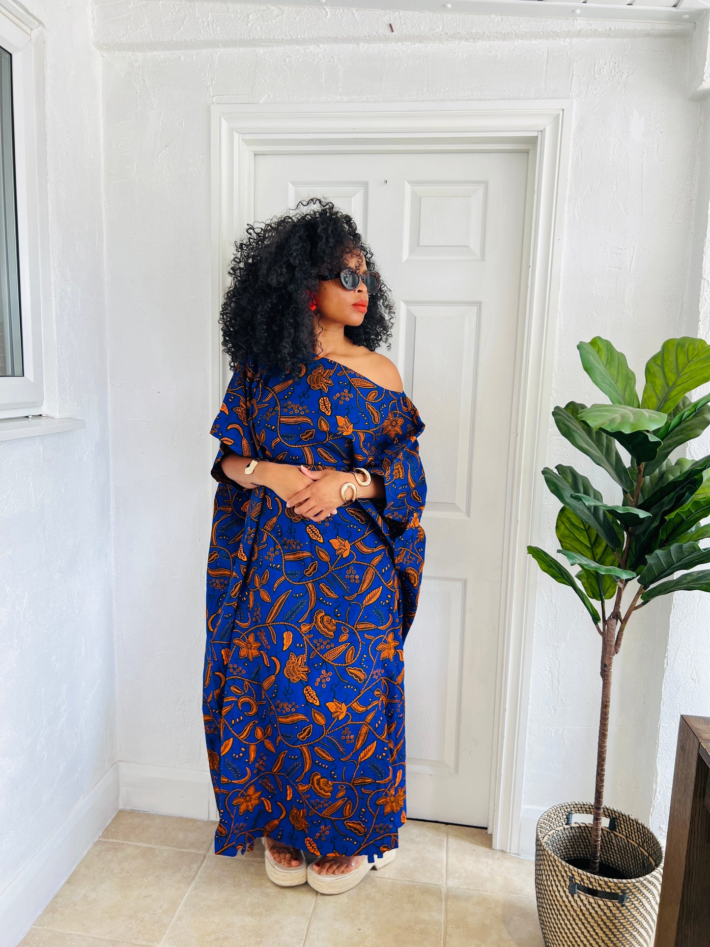 Blue and orange bubu dress