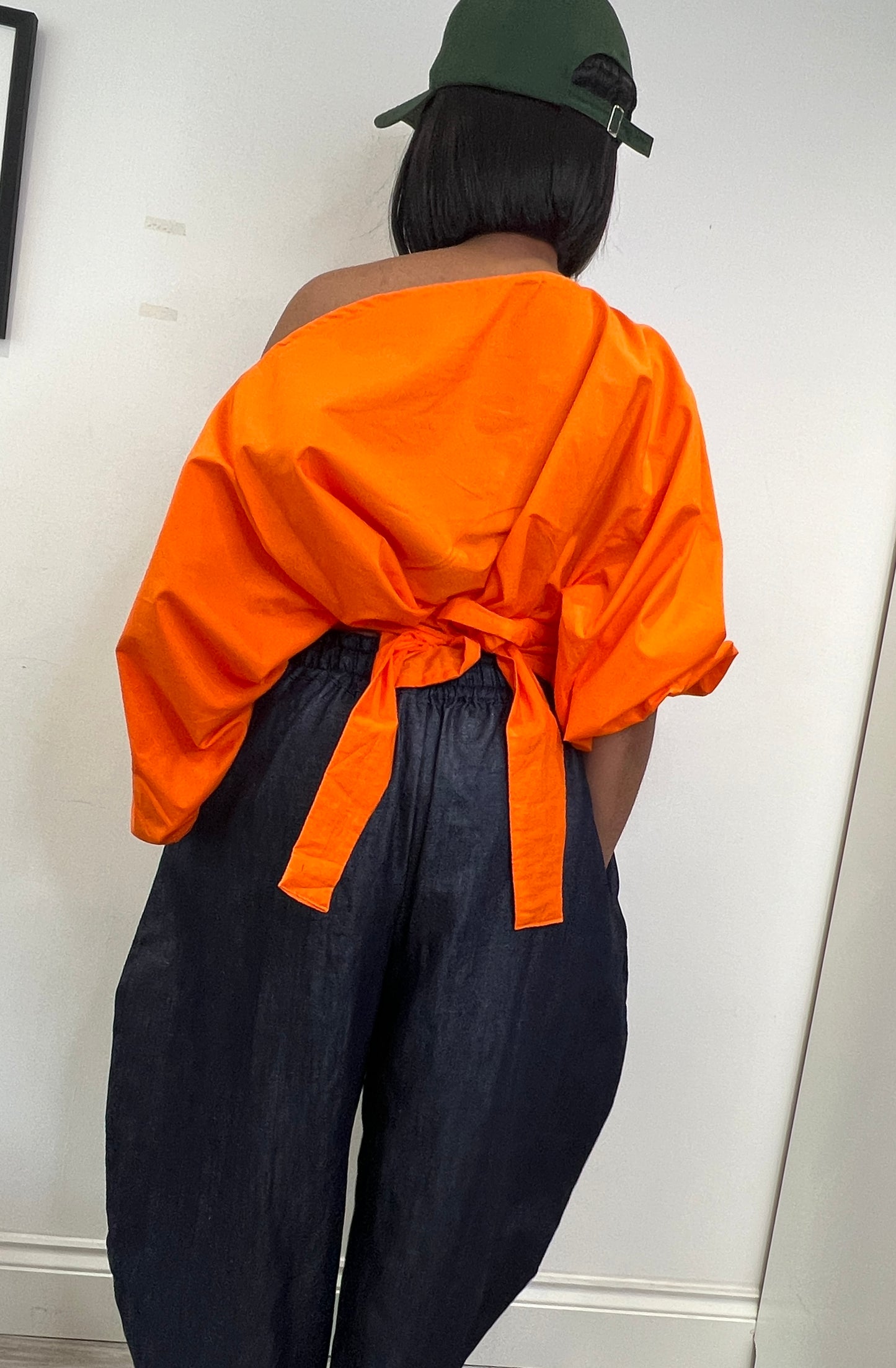 Orange cotton poplin Baloon wrap top one size UK 8-14/16