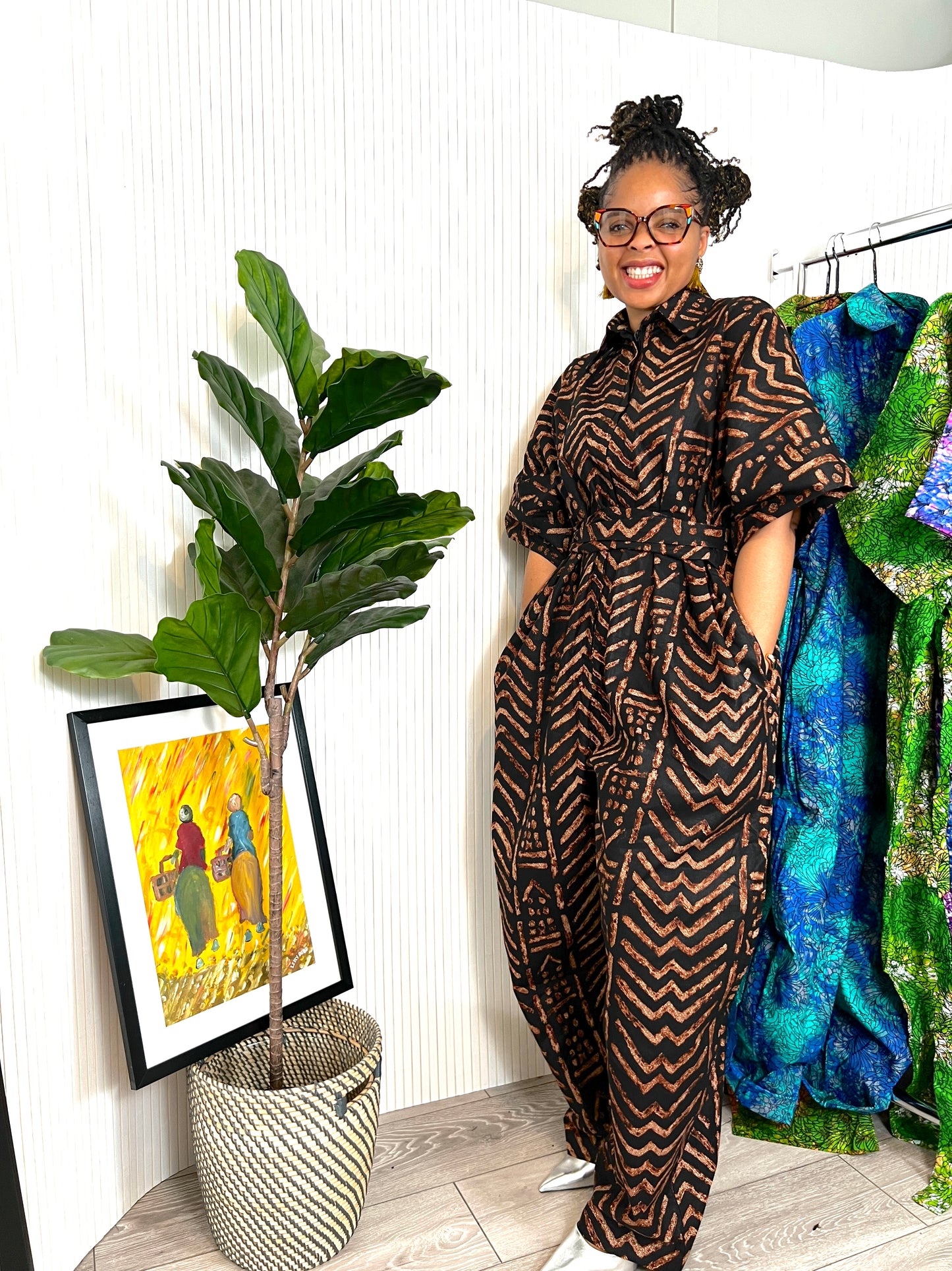 Brown tribal jumpsuit size 1/2