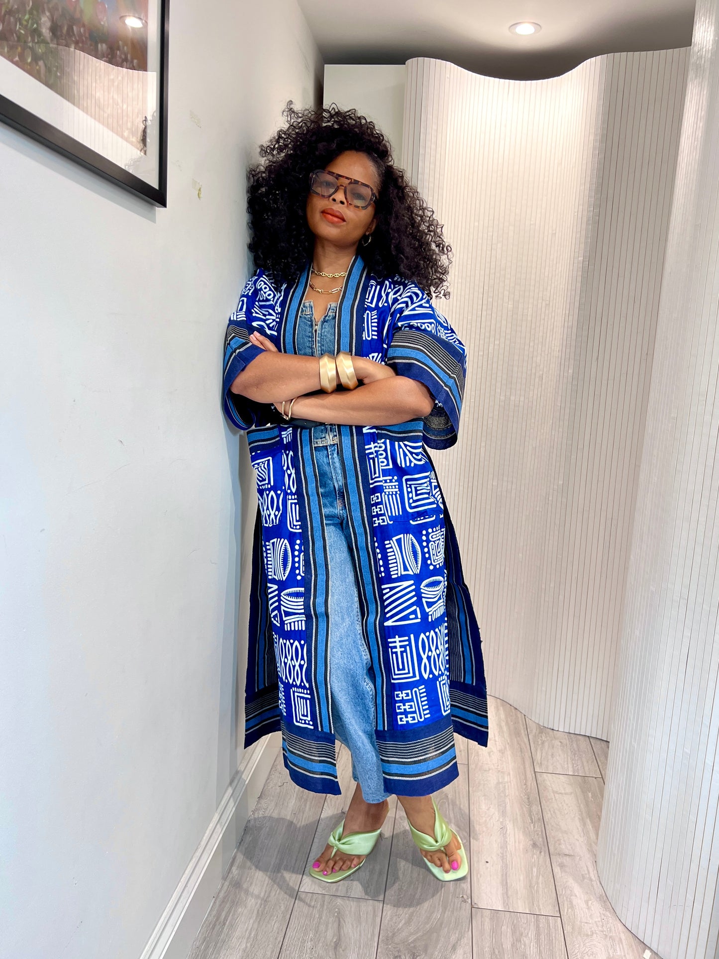 Royal blue tribal and Asooke kimono