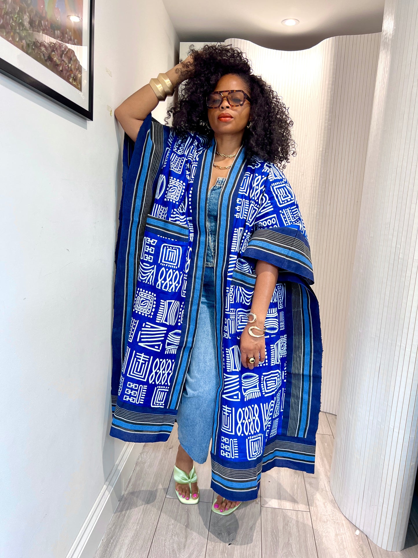 Royal blue tribal and Asooke kimono