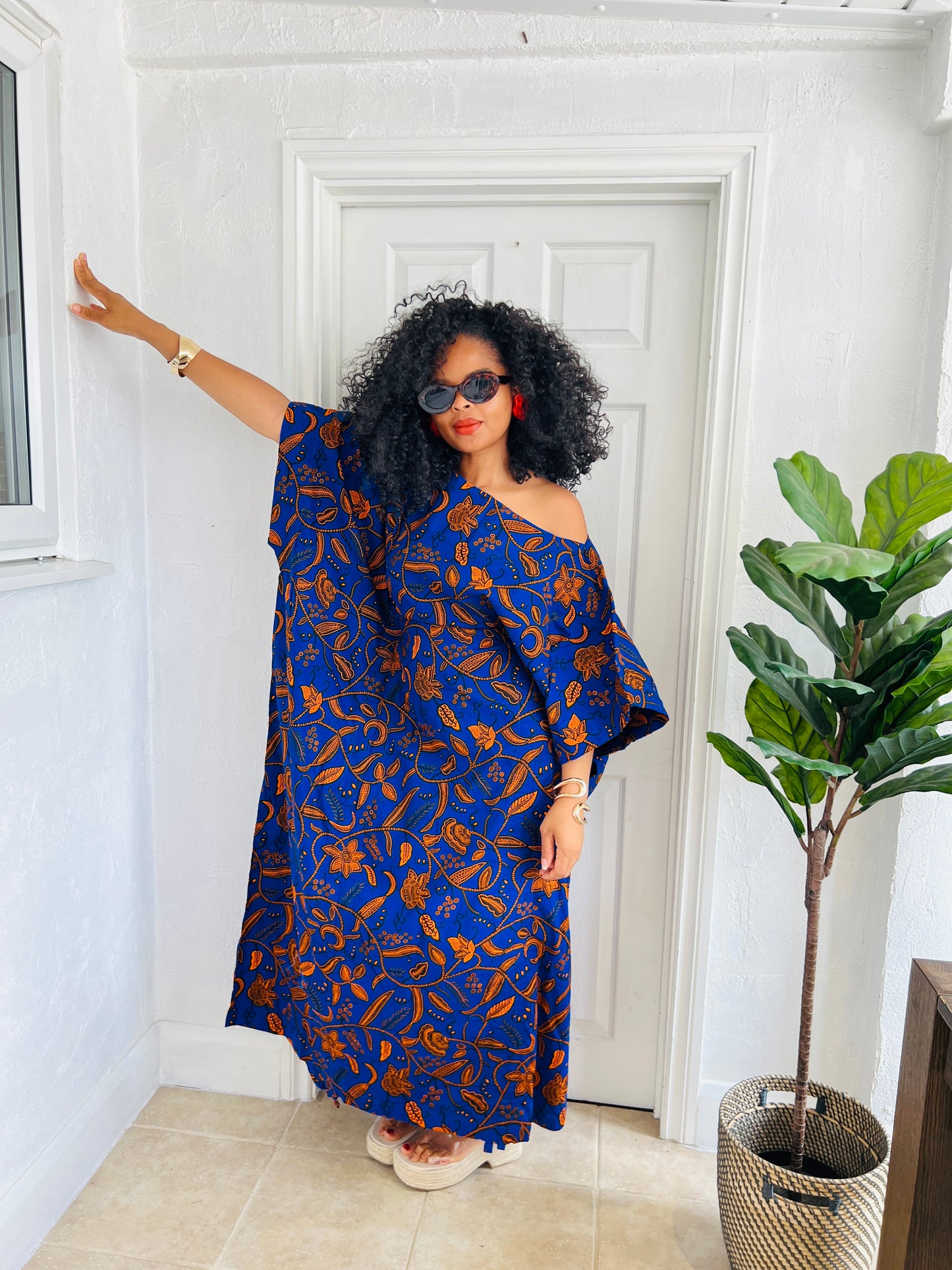 Blue and orange bubu dress
