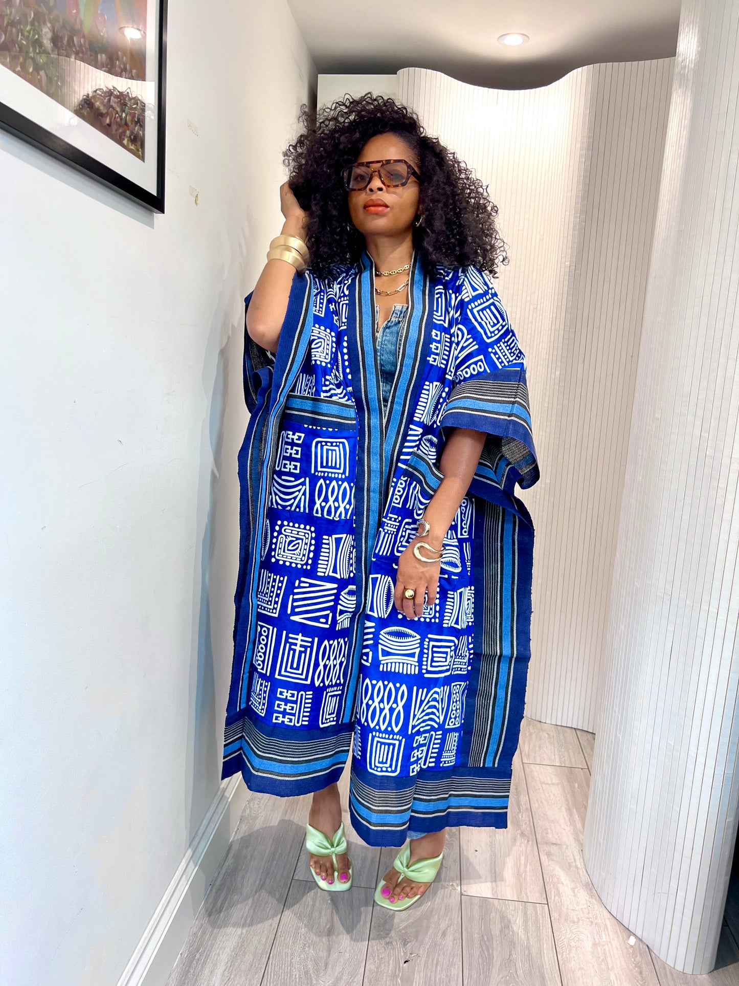 Royal blue tribal and Asooke kimono