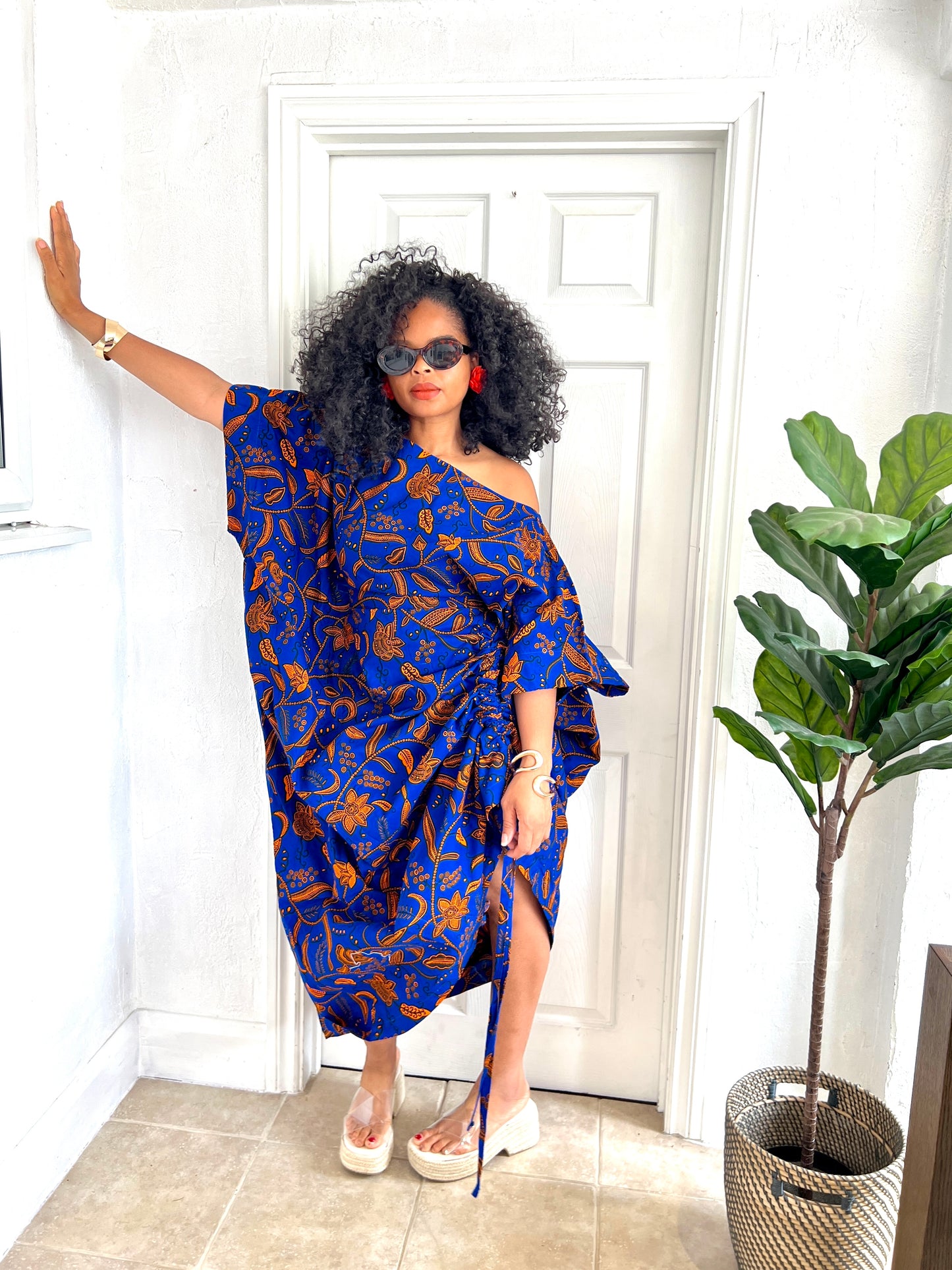 Blue and orange bubu dress
