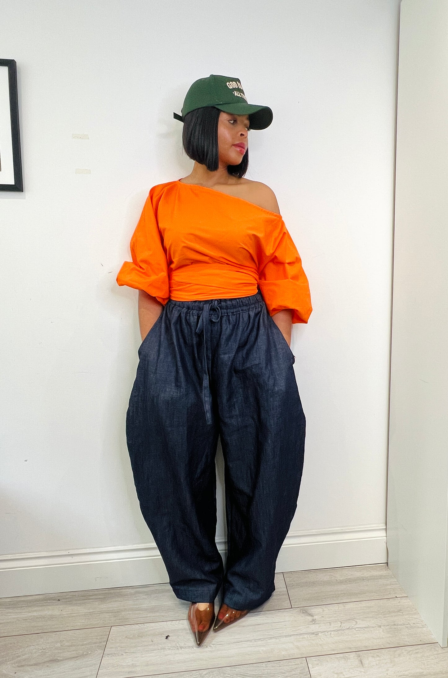 Made to Order Oversized Baloon dark denim trousers one size UK8-14