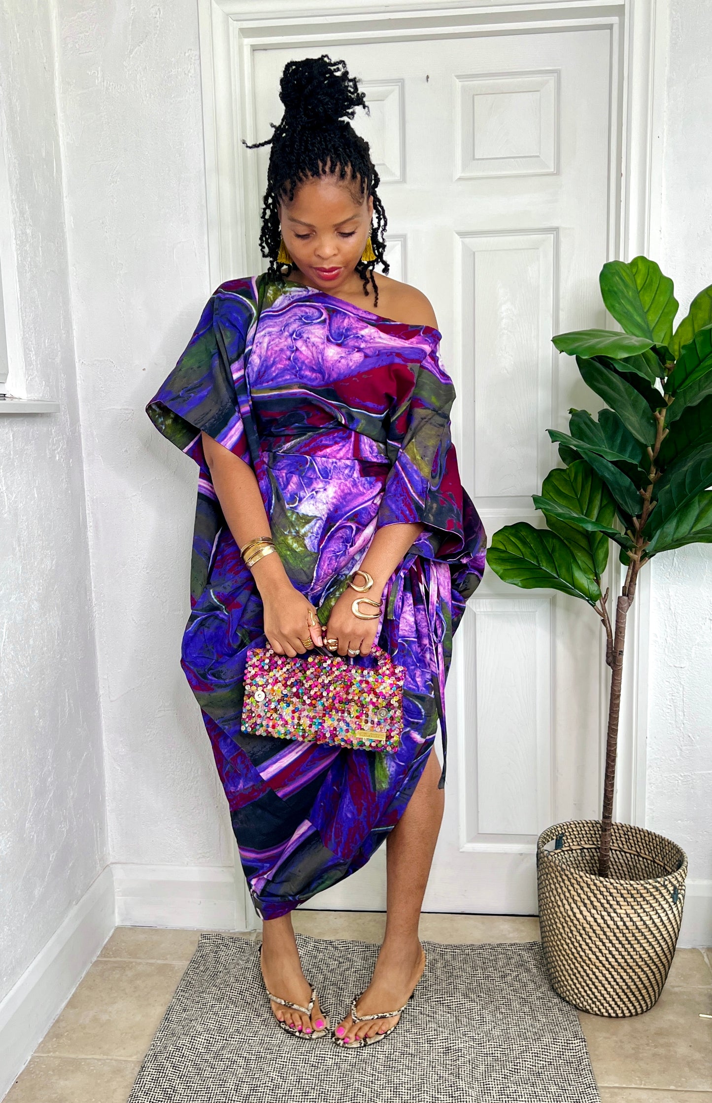 Purple African print dress | Nigerian Bubu dress