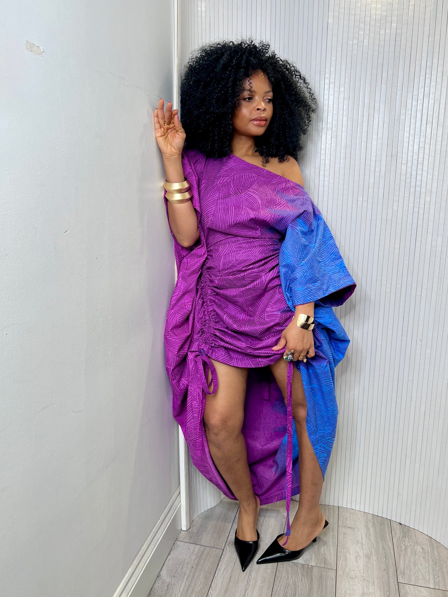 Blue purple Embellished Bubu Dress | Kaftan Maxi Dress