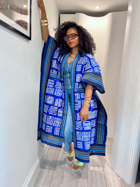 Royal blue tribal and Asooke kimono