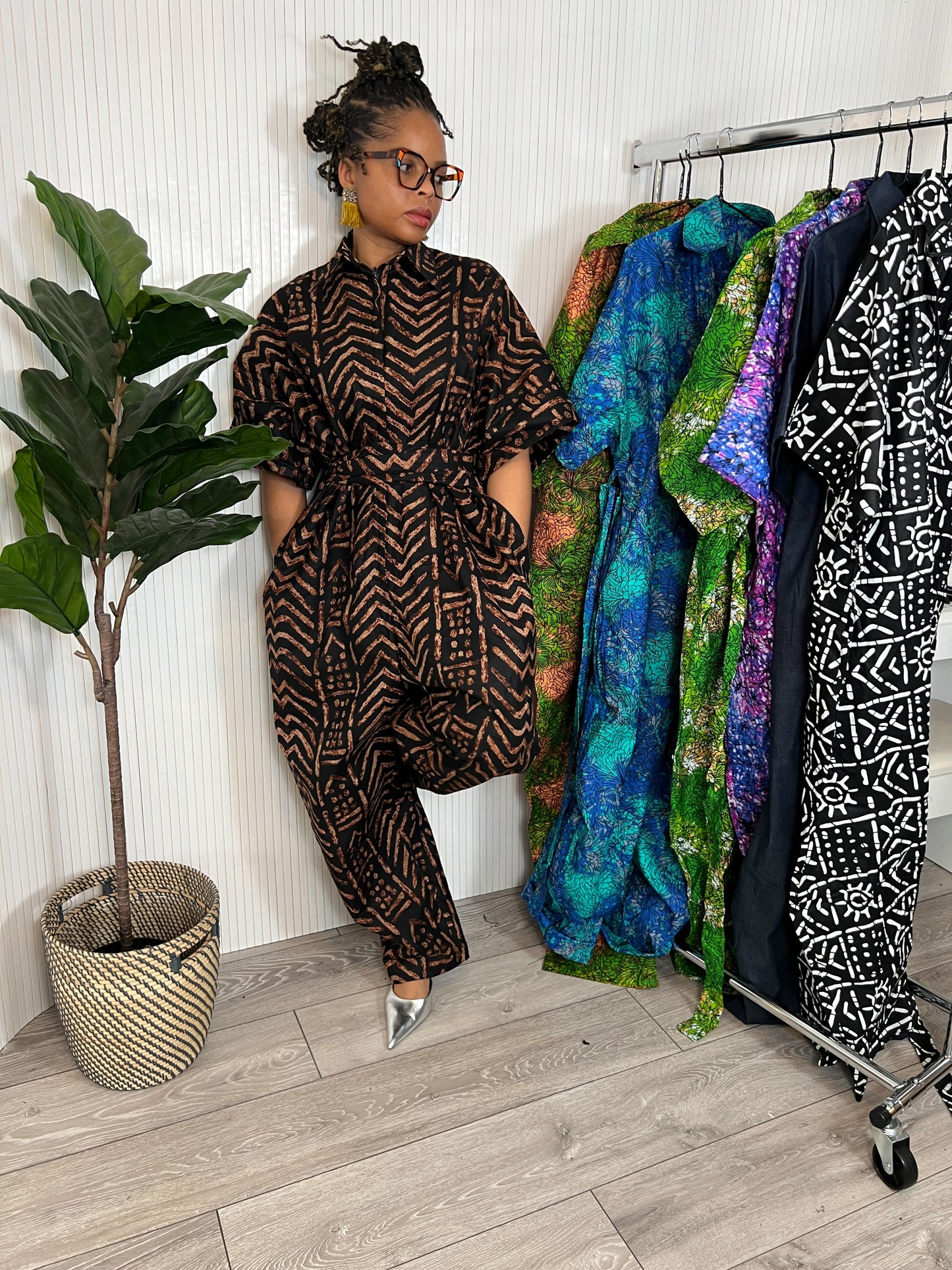 Brown tribal jumpsuit size 1/2