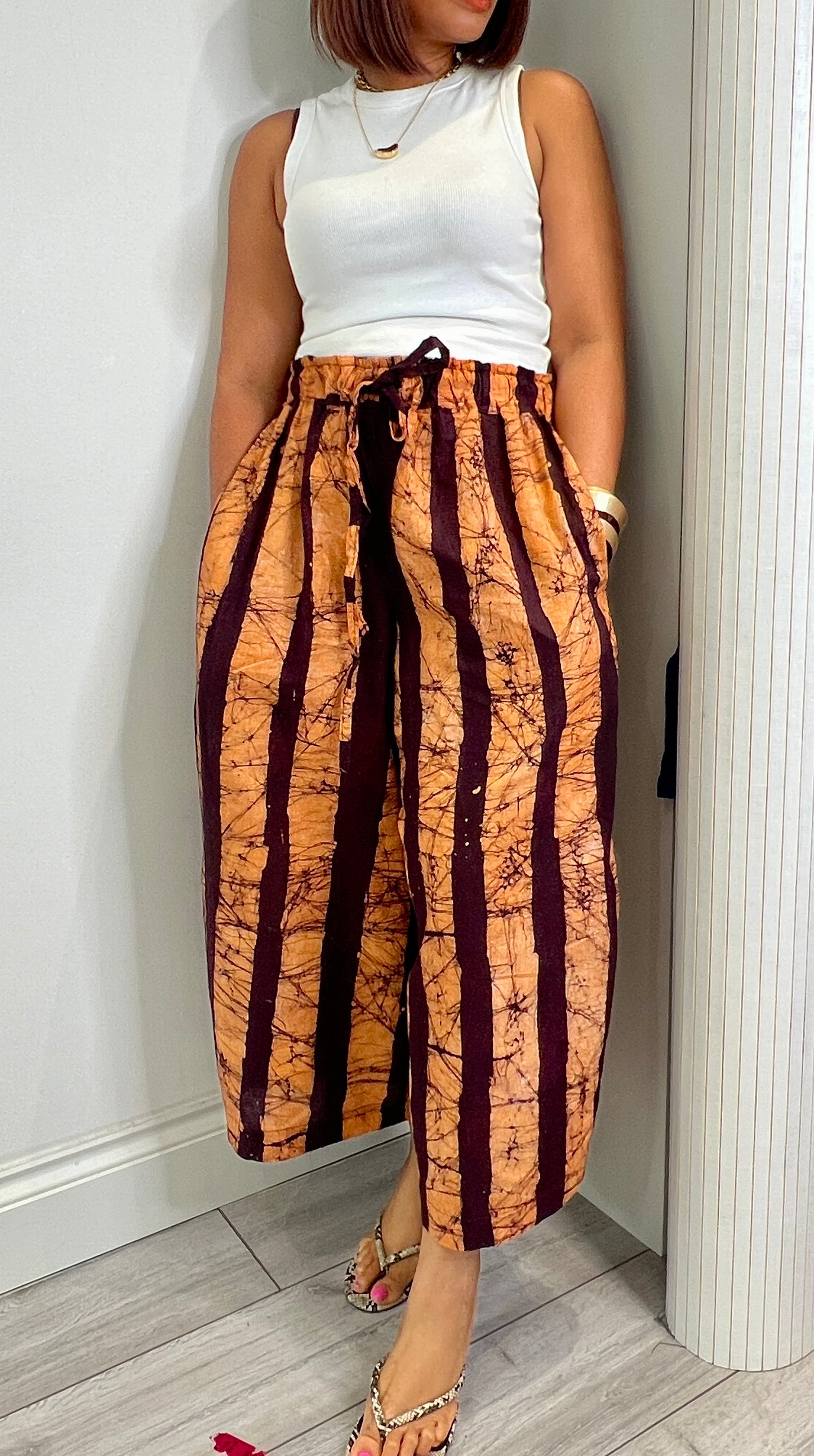 BOGO HALF PRICE brown peach hand  dyed  culottes UK 8-14/16
