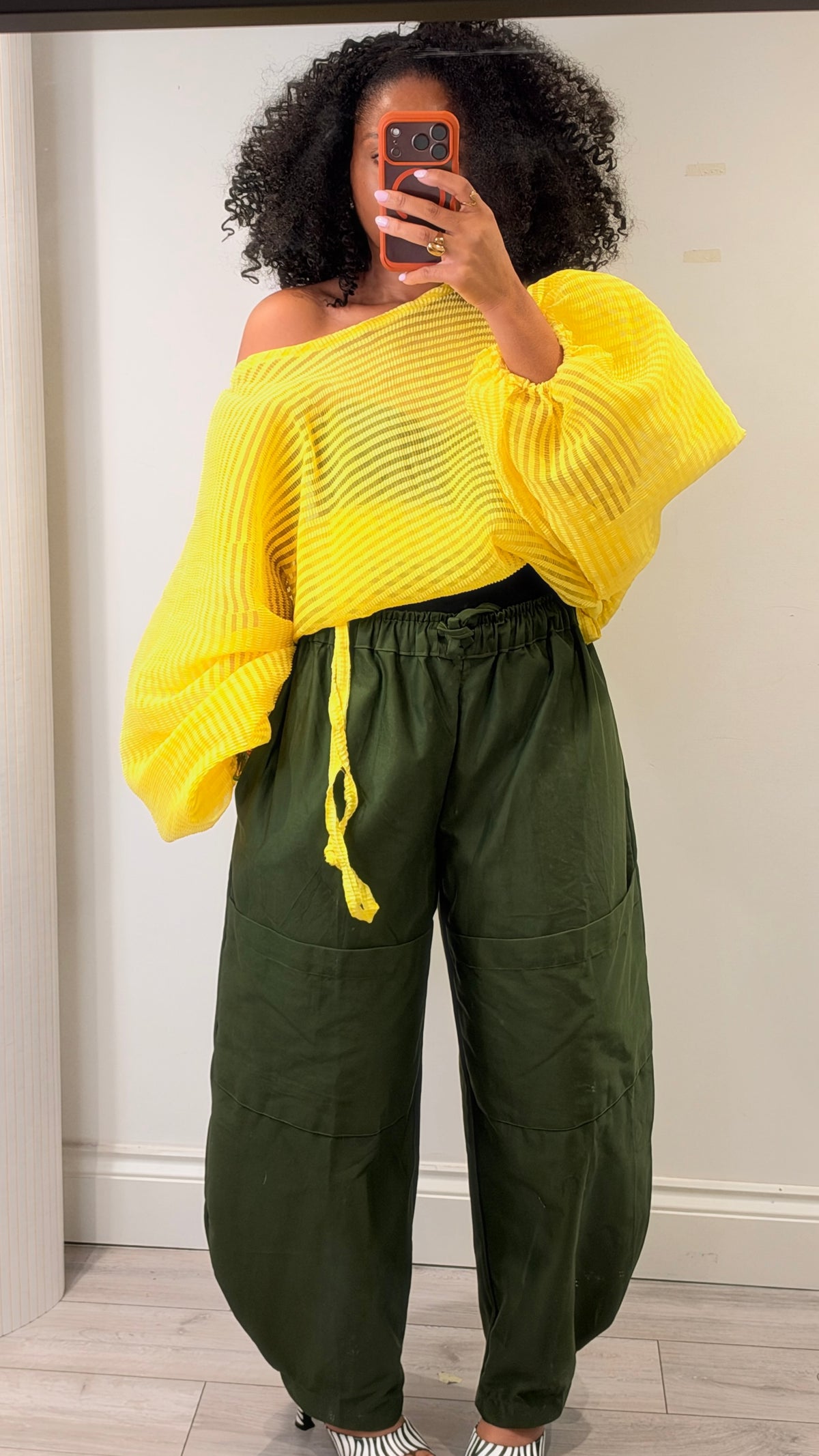Pleated organza Baloon top. One size up to UK16/18 yellow