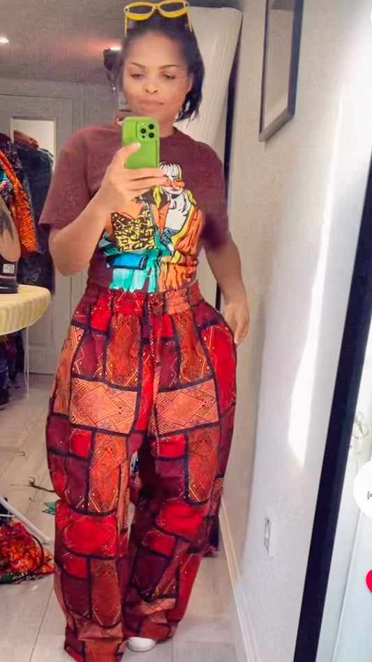 Full length baggy trousers burnt orange - One size up to UK size 16
