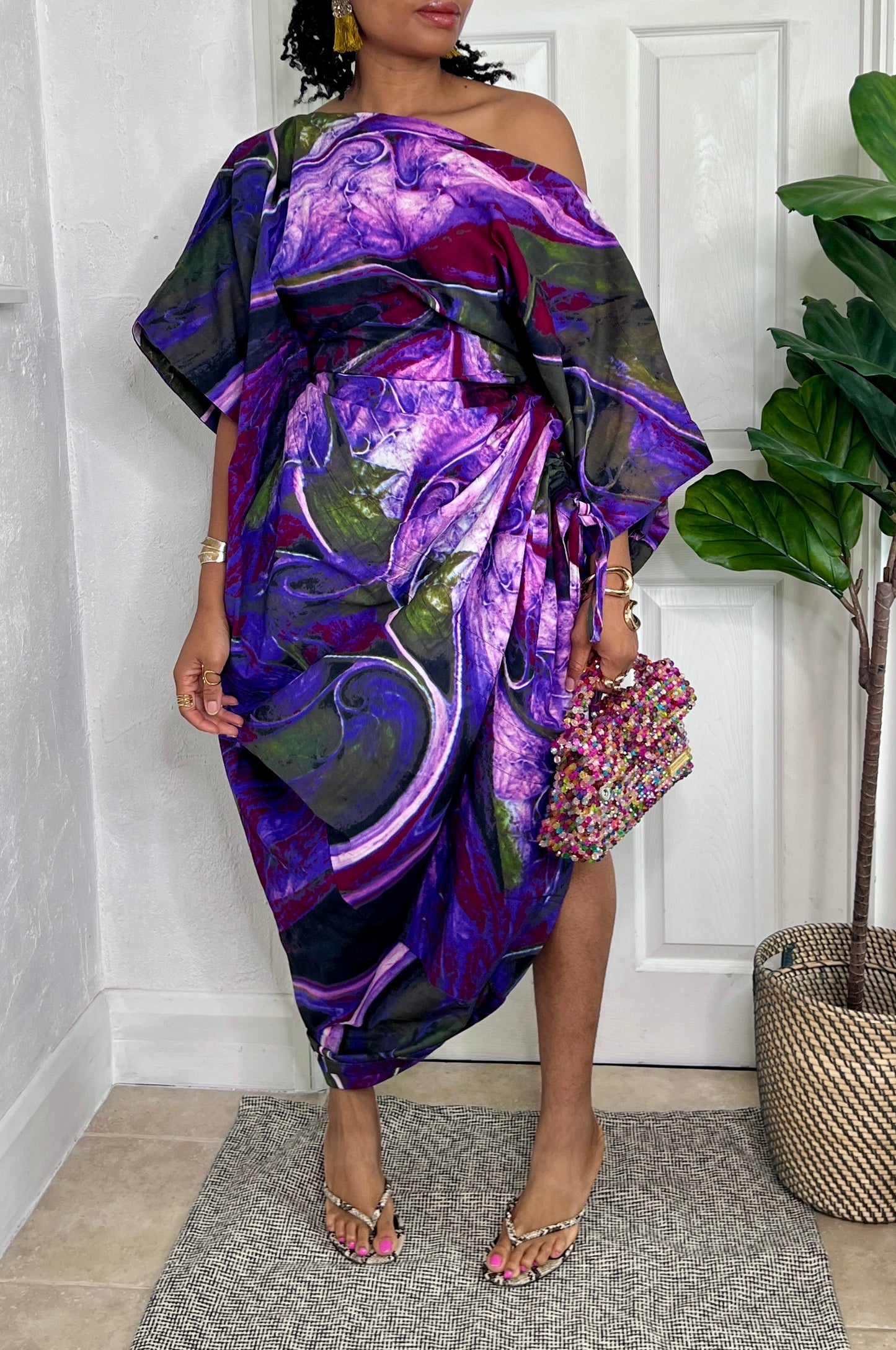 Purple African print dress | Nigerian Bubu dress