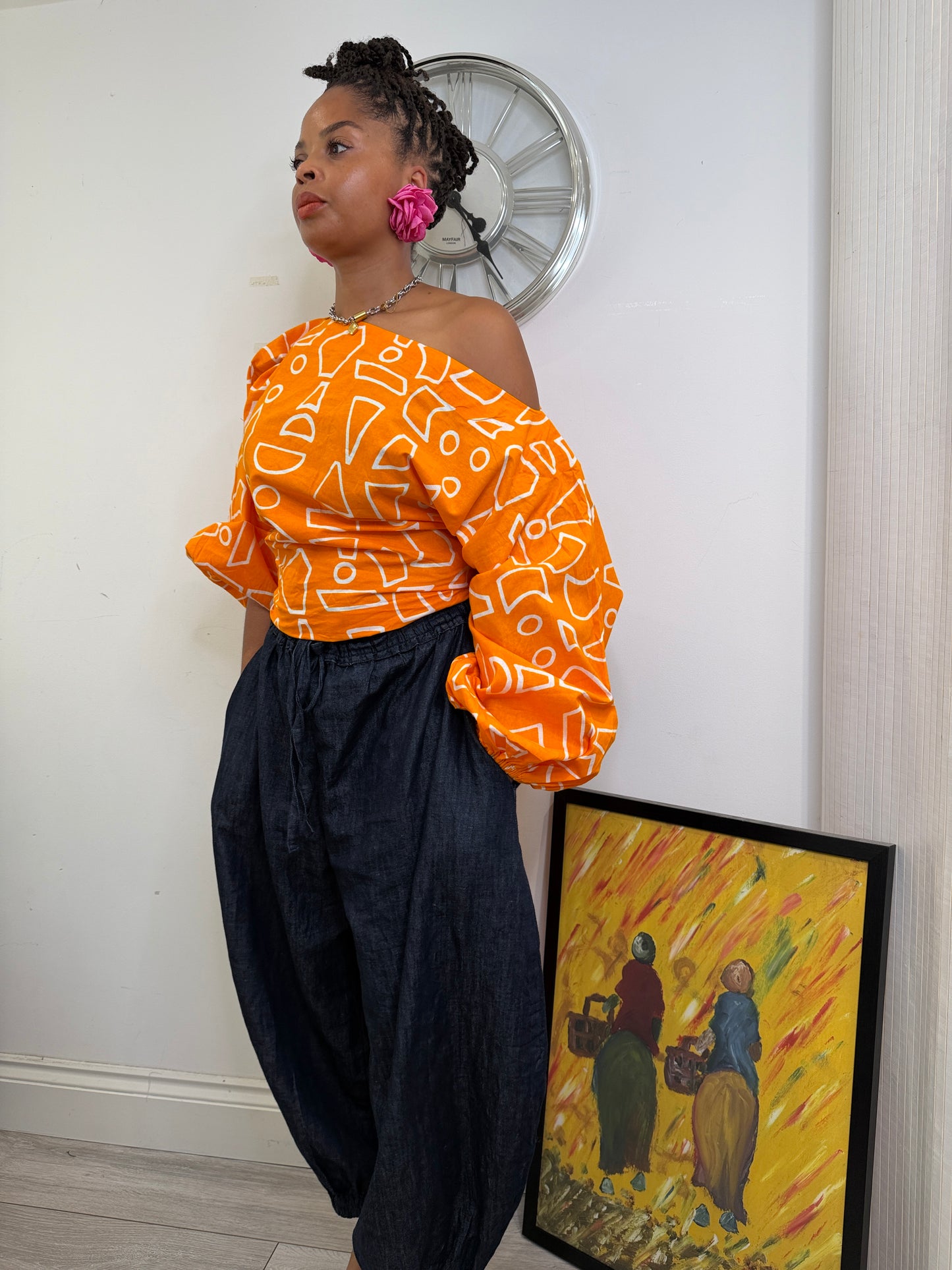 Orange Baloon wrap top one size UK 8-14/16