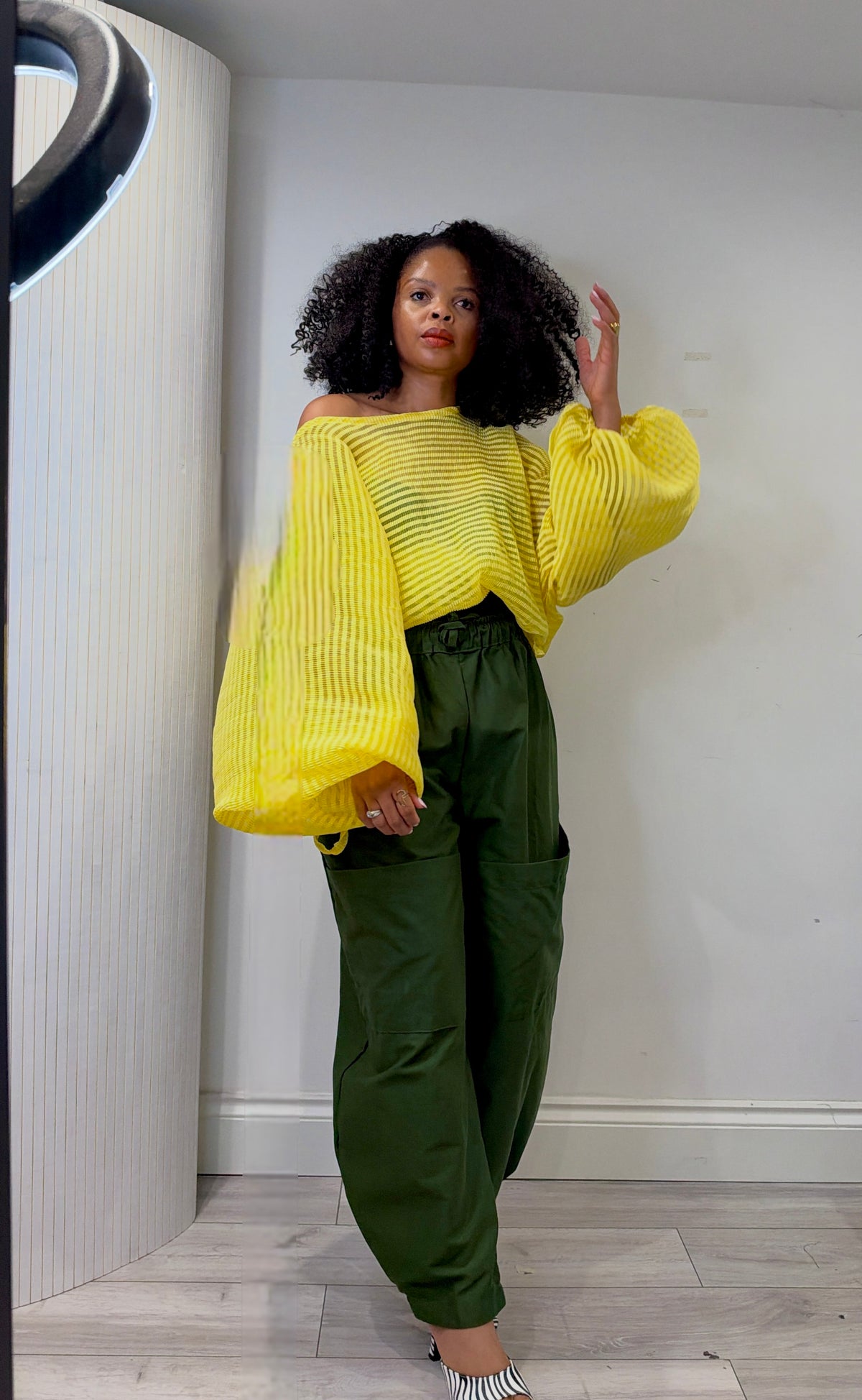 Pleated organza Baloon top. One size up to UK16/18 yellow