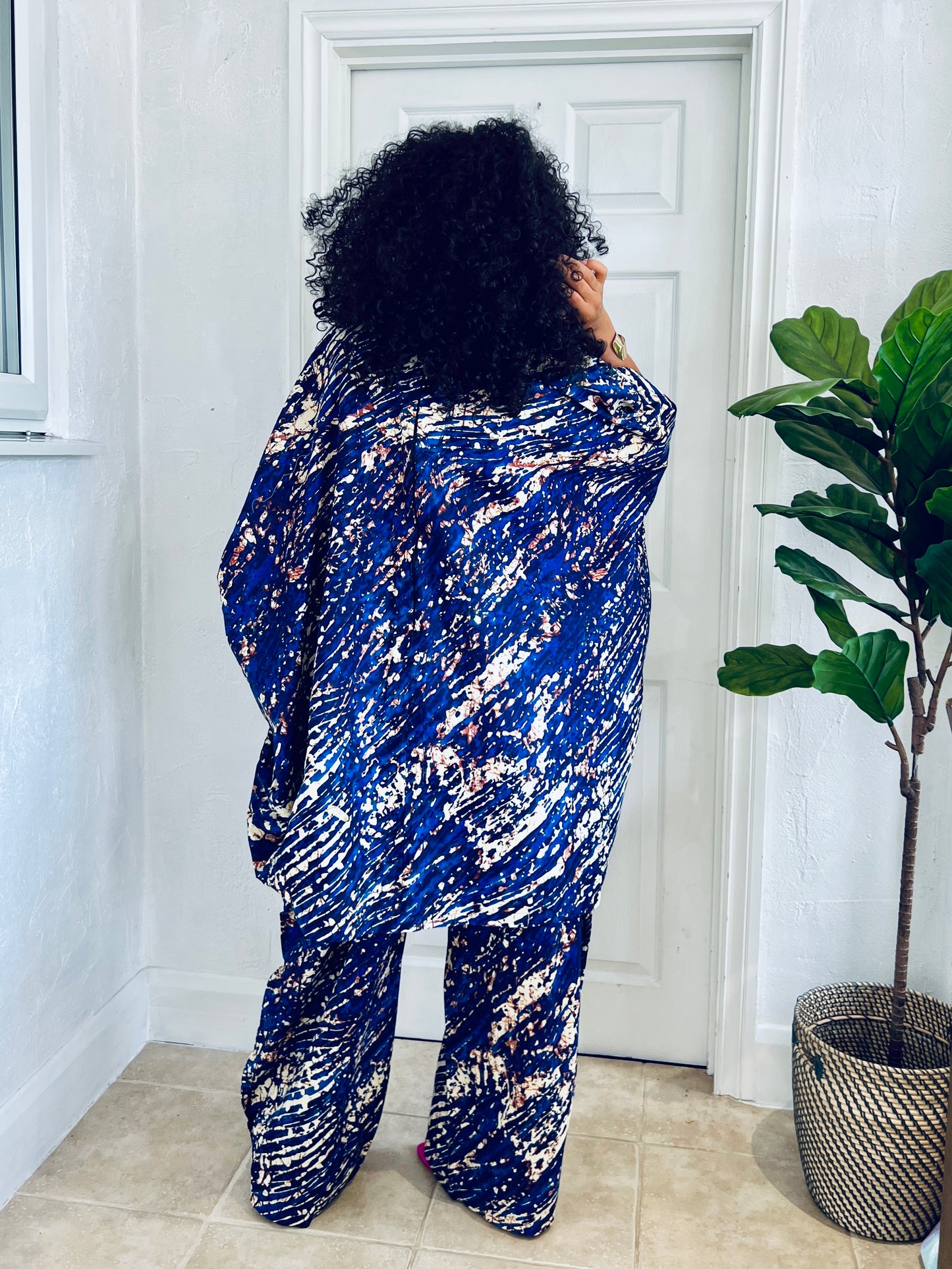 Blue 2 piece kaftan and trousers set- INTRODUCTORY PRICE