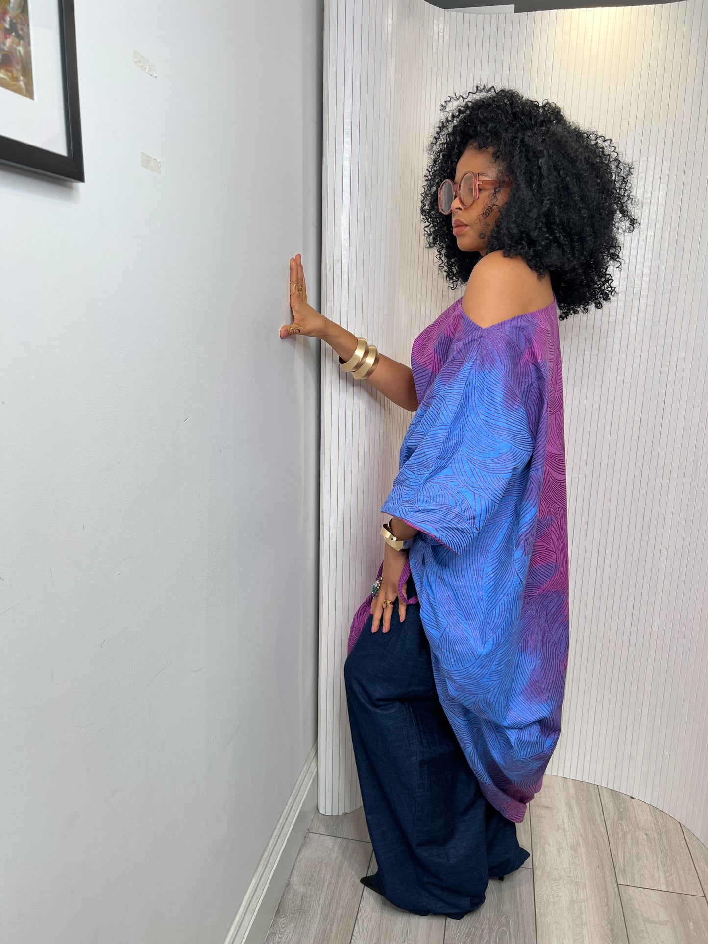 Blue purple Embellished Bubu Dress | Kaftan Maxi Dress