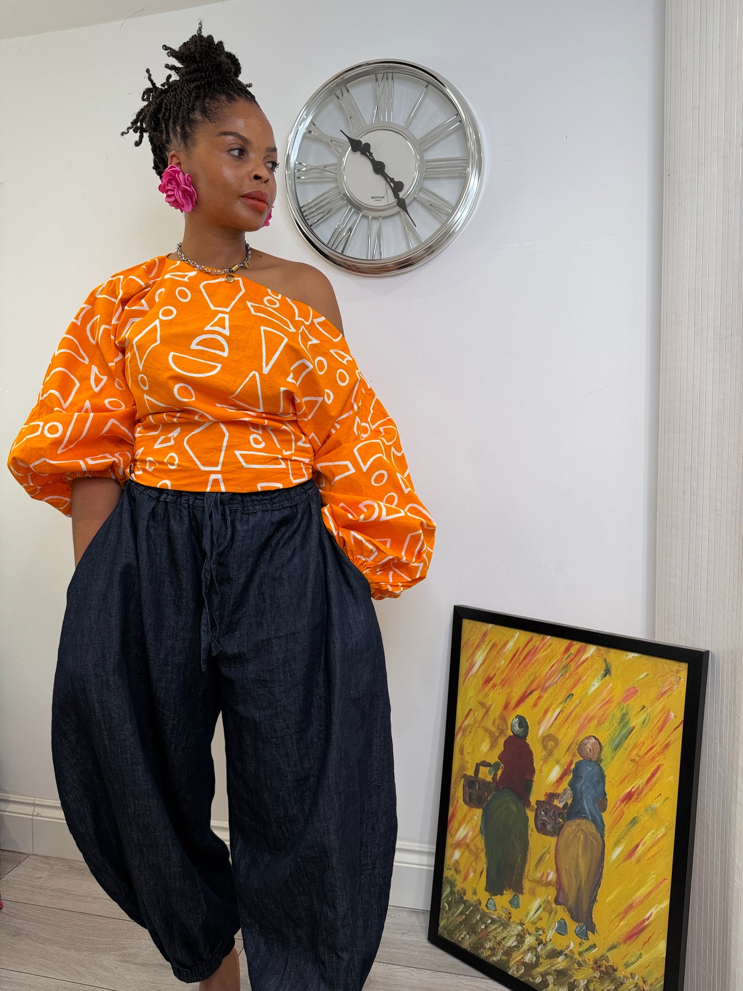 Orange Baloon wrap top one size UK 8-14/16