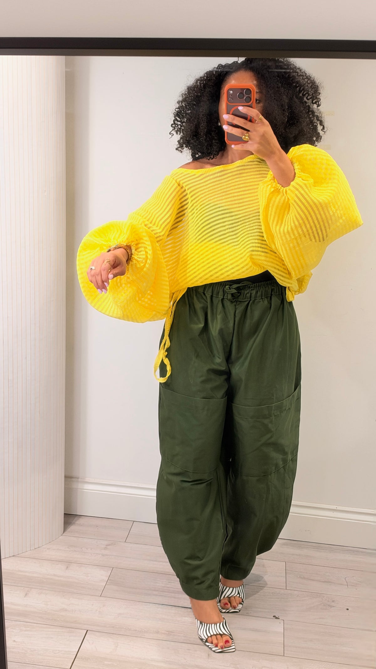 Pleated organza Baloon top. One size up to UK16/18 yellow