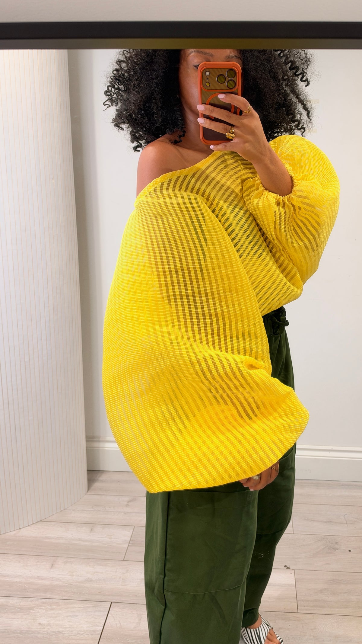 Pleated organza Baloon top. One size up to UK16/18 yellow