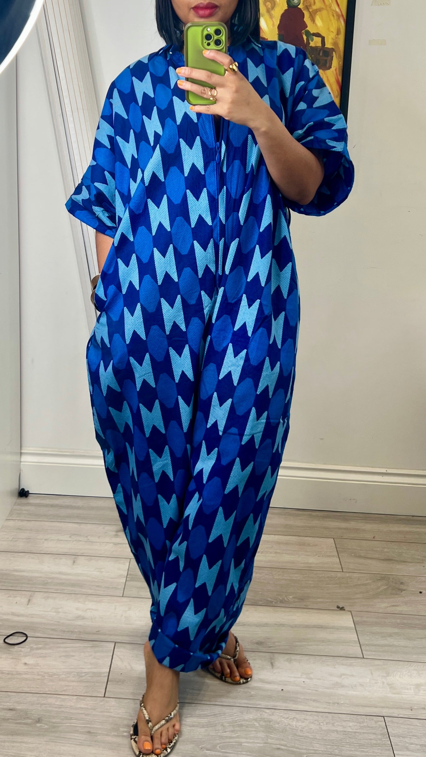 Blue kente inspired jumpsuit. One size 1 UK8-14