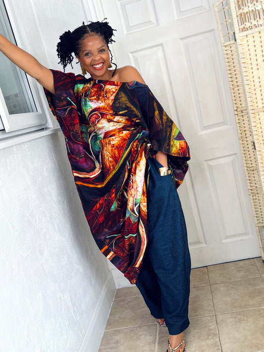 Marble effect African print dress | Nigerian Bubu dress