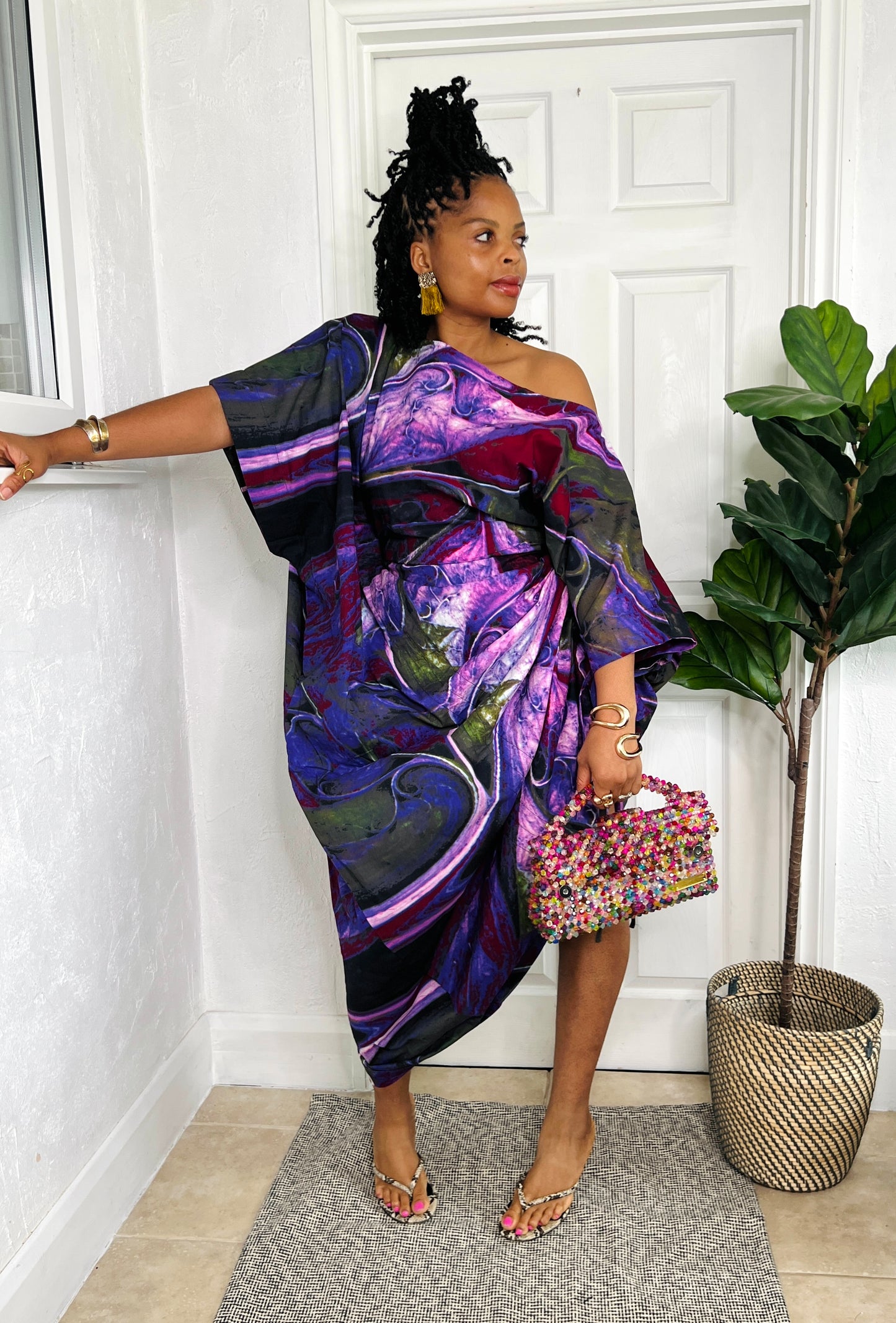 Purple African print dress | Nigerian Bubu dress