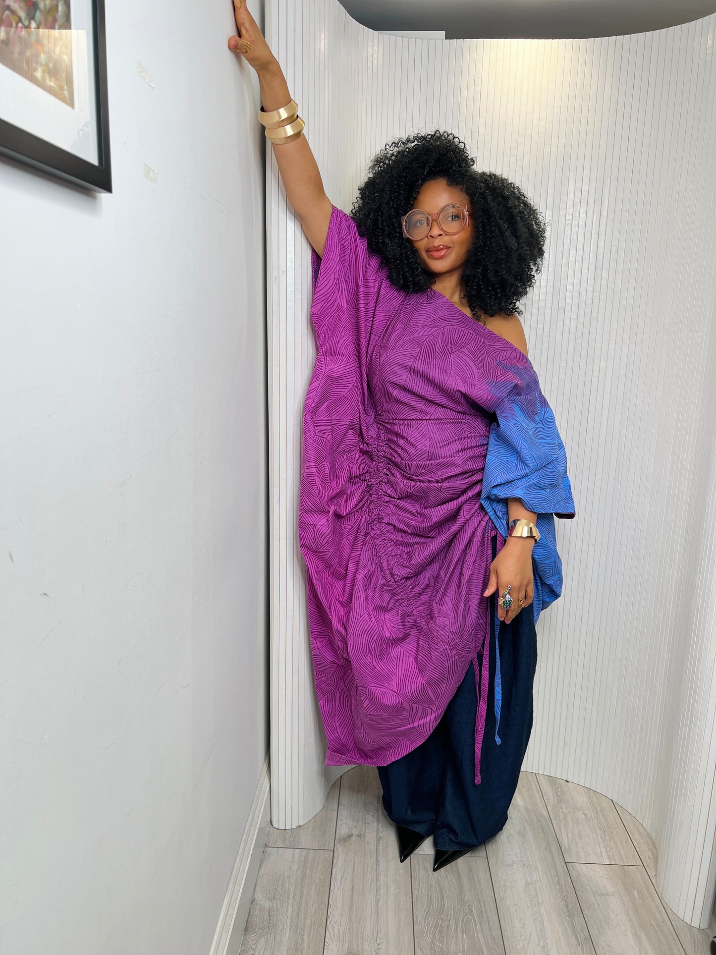 Blue purple Embellished Bubu Dress | Kaftan Maxi Dress