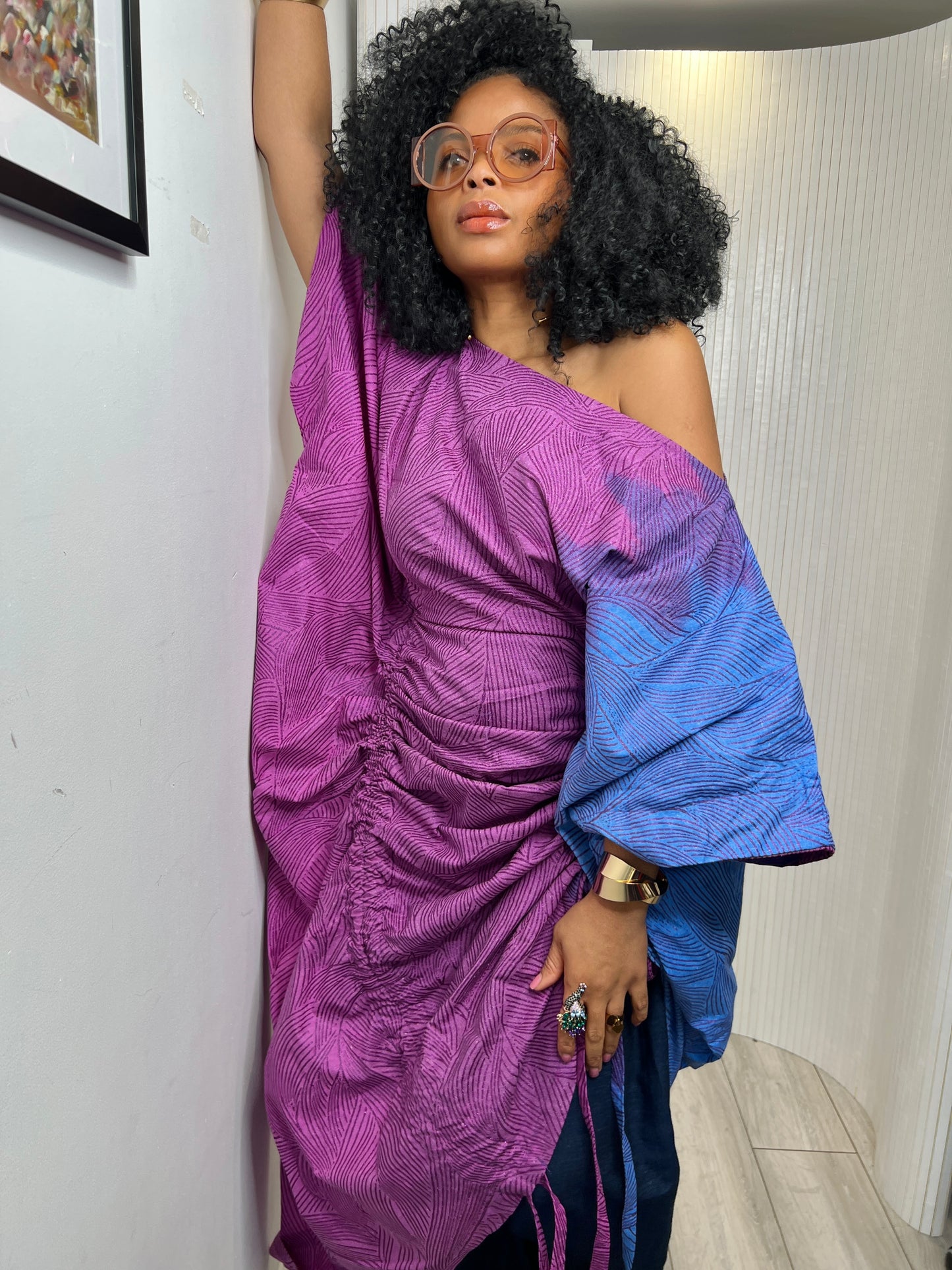 Blue purple Embellished Bubu Dress | Kaftan Maxi Dress