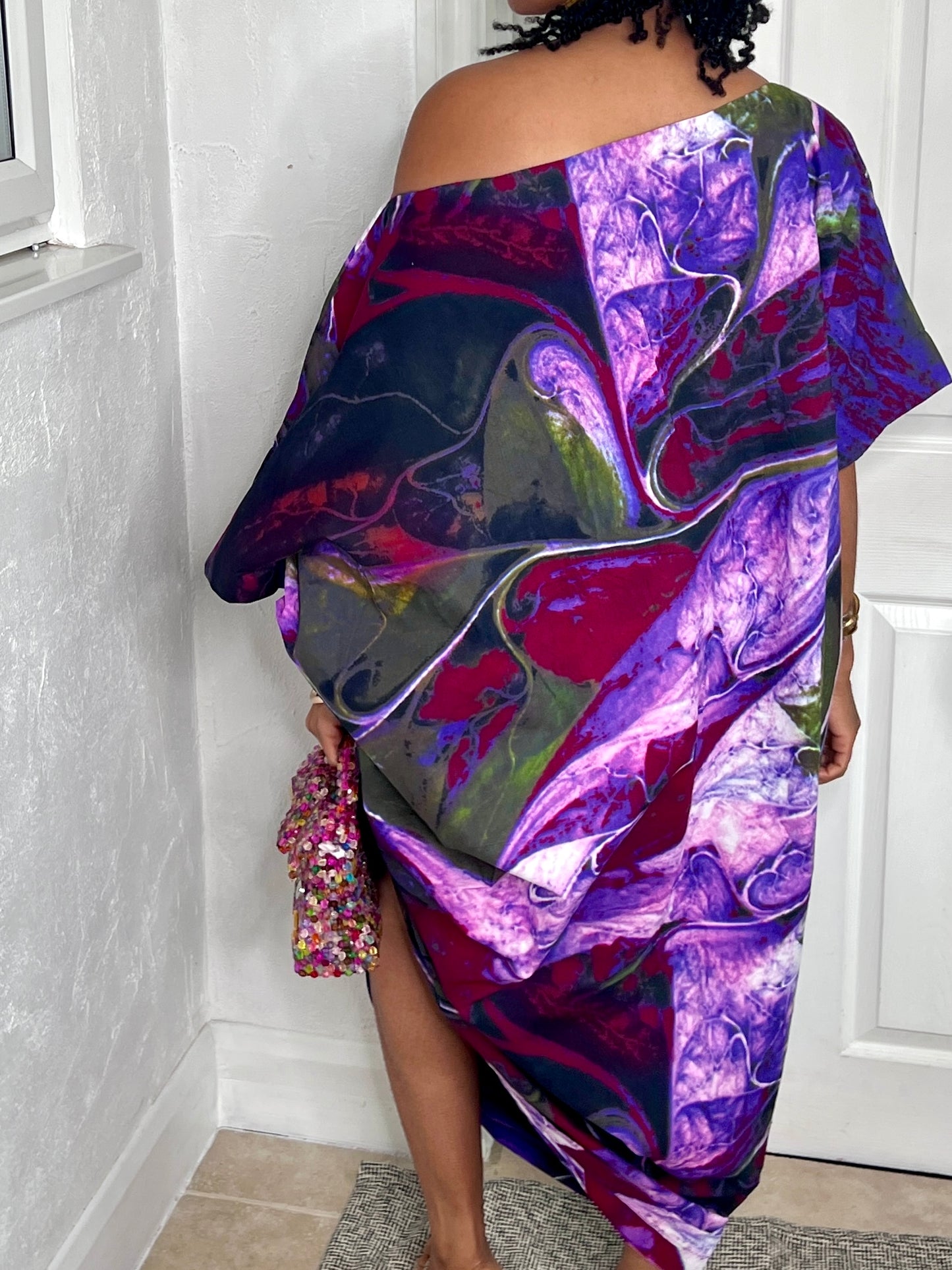 Purple African print dress | Nigerian Bubu dress