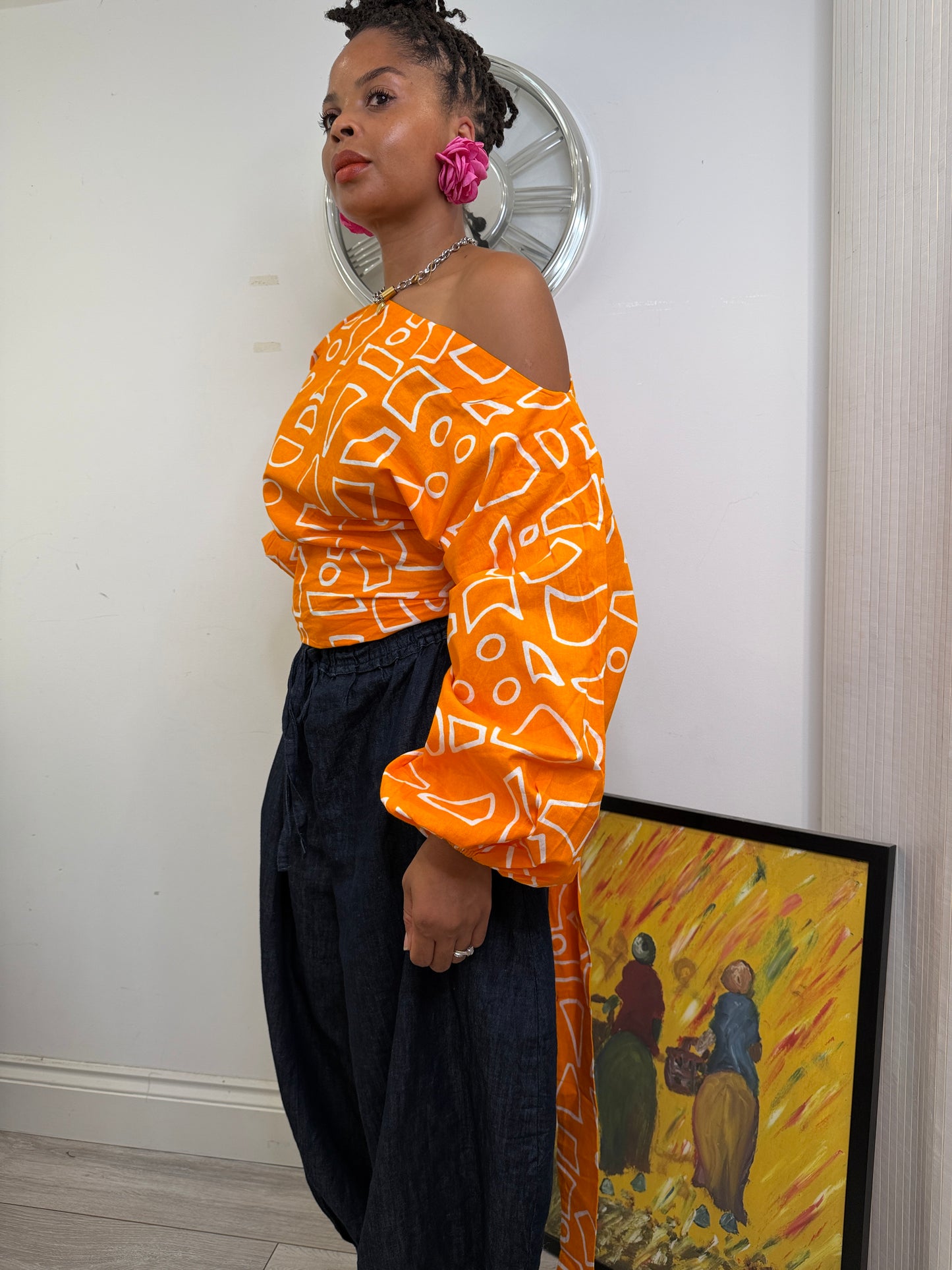 Orange Baloon wrap top one size UK 8-14/16