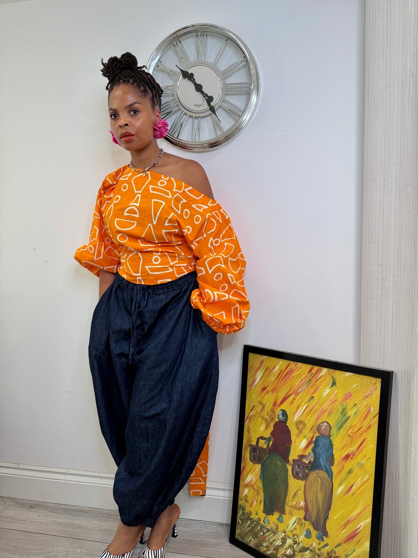 Orange Baloon wrap top one size UK 8-14/16