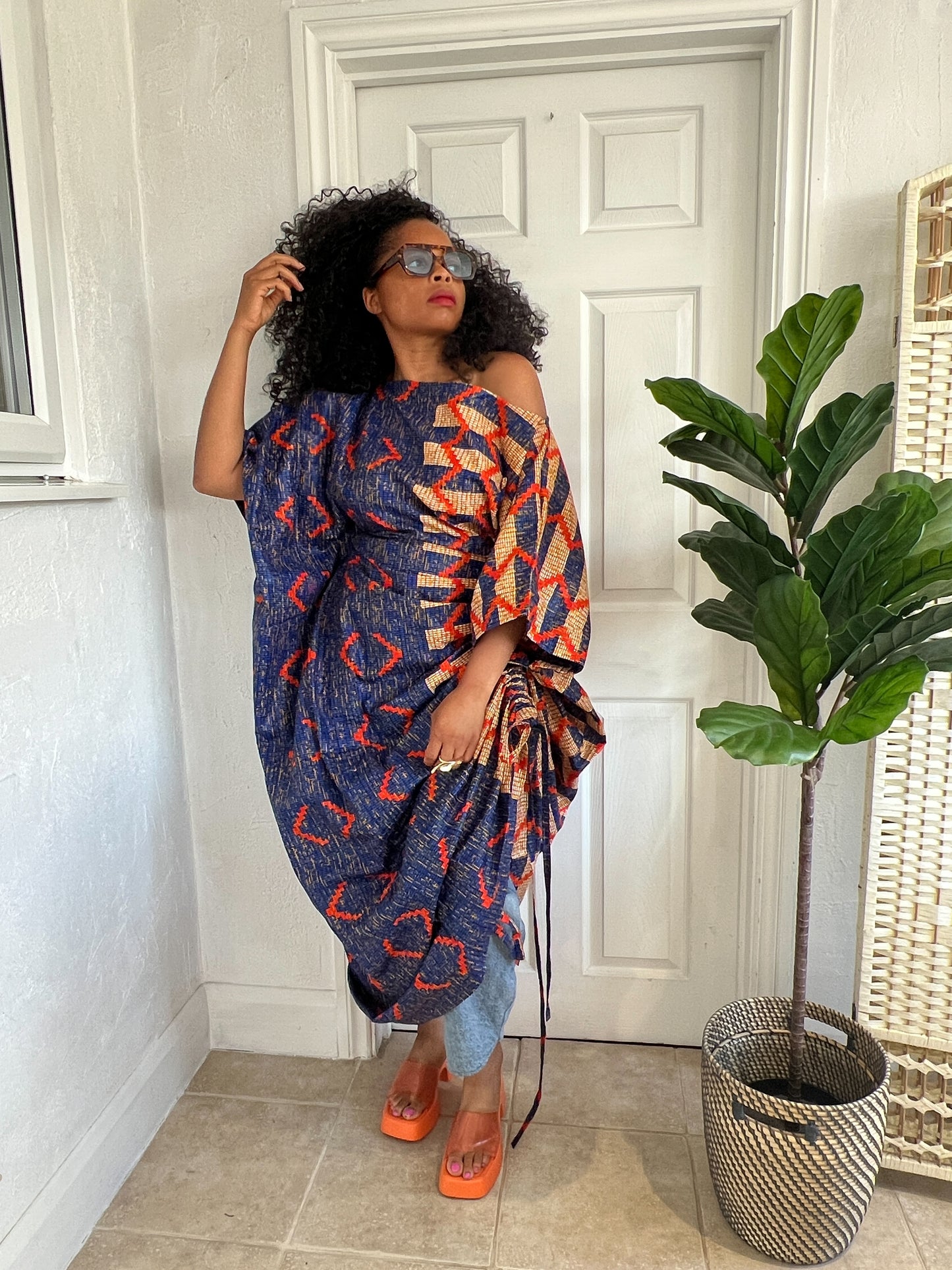 Blue kente bubu dress